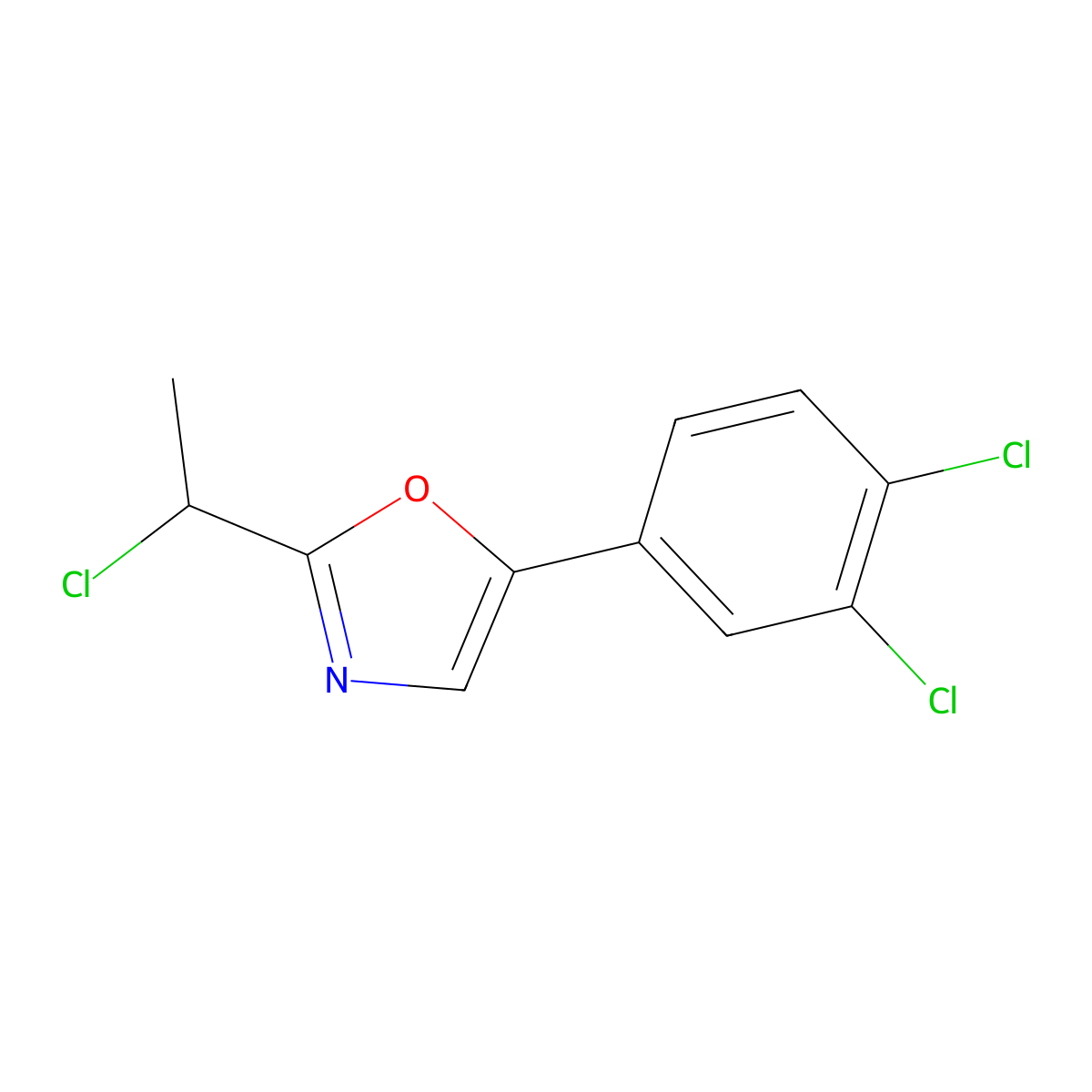 2-(1-Chloroethyl)-5-(3,4-dichlorophenyl)-1,3-oxazole molecular structure, CAS 1094318-44-1