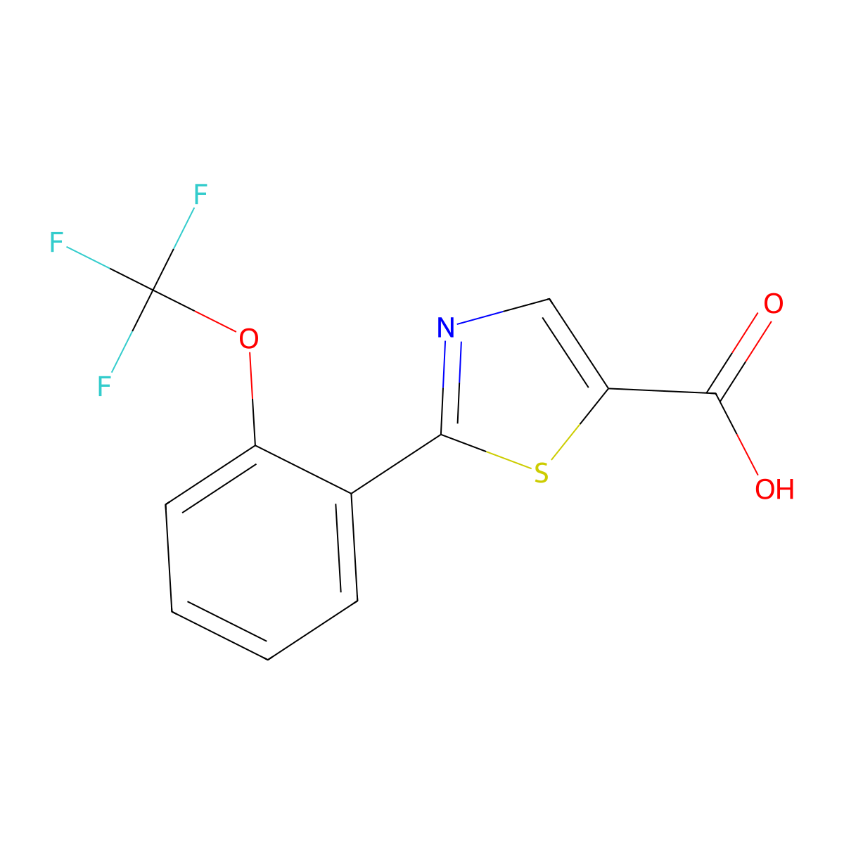 2-[2-(Trifluoromethoxy)phenyl]-5-thiazolecarboxylic acid molecular structure, CAS 1094320-69-0