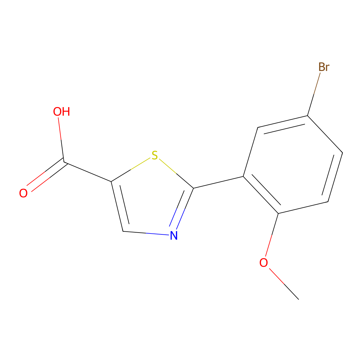2-(5-Bromo-2-methoxyphenyl)-1,3-thiazole-5-carboxylic acid molecular structure, CAS 1094320-72-5