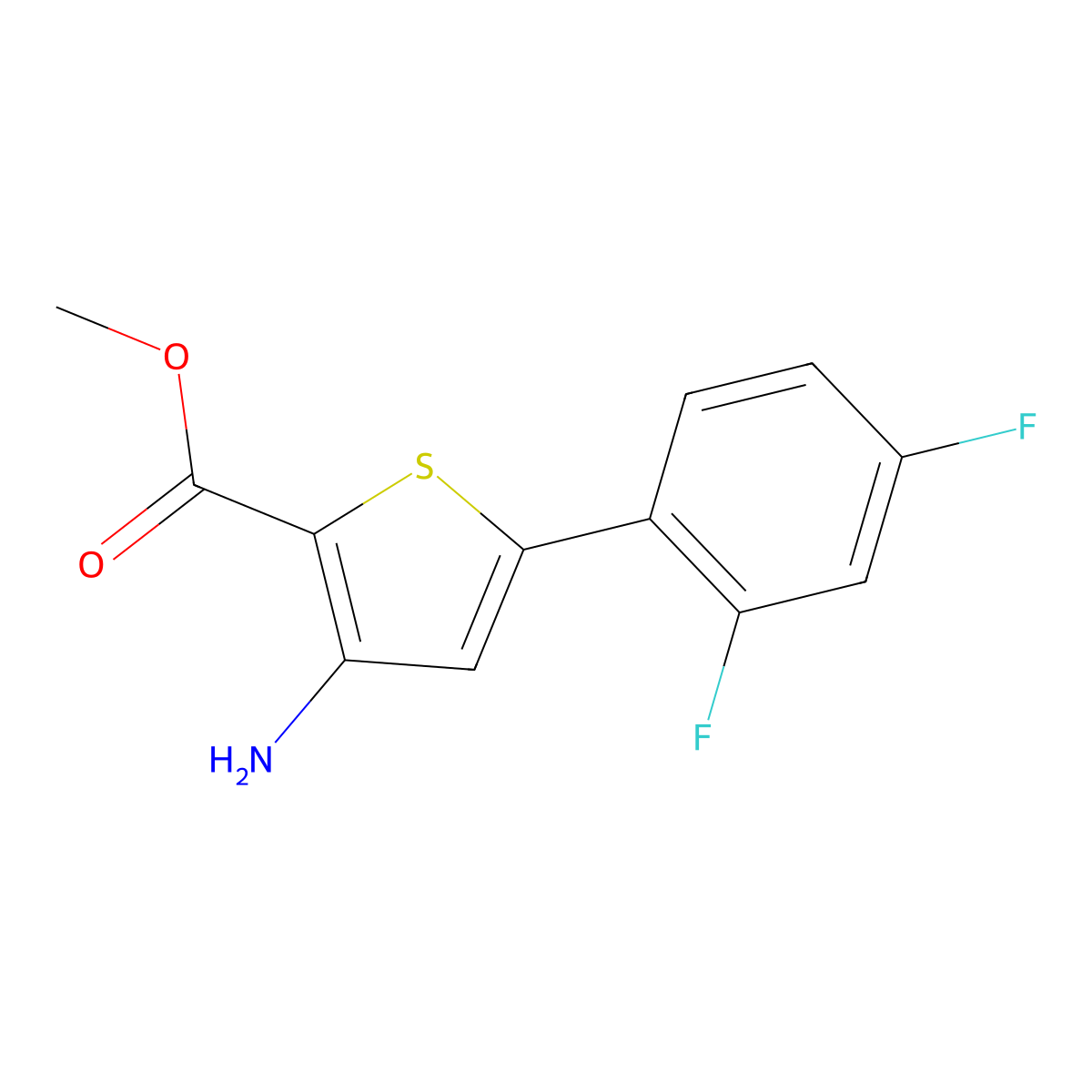 3-Amino-5-(2,4-difluorophenyl)-2-thiophenecarboxylic acid methyl ester molecular structure, CAS 1094321-80-8