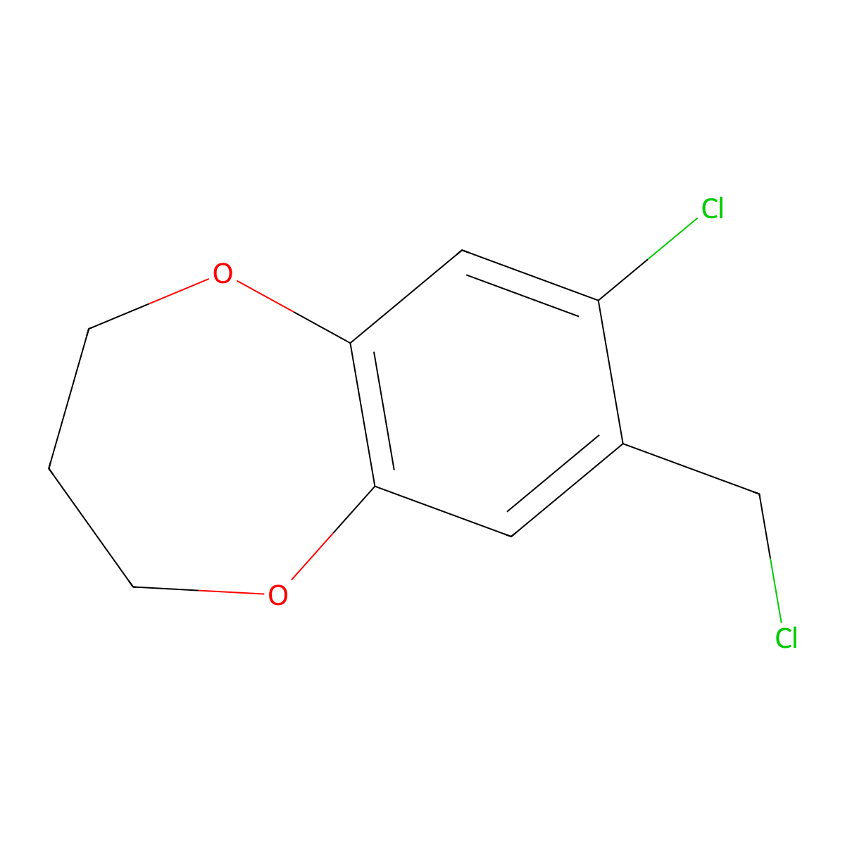 7-chloro-8-(chloromethyl)-3,4-dihydro-2H-1,5-benzodioxepine molecular structure, CAS 1094323-67-7
