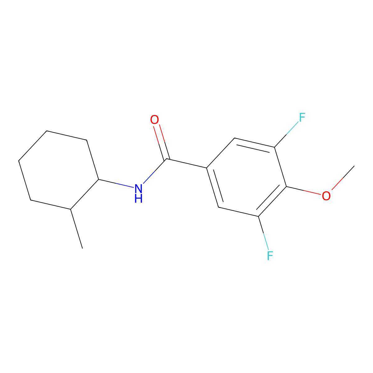 3,5-difluoro-4-methoxy-N-(2-methylcyclohexyl)benzamide molecular structure, CAS 1094325-24-2