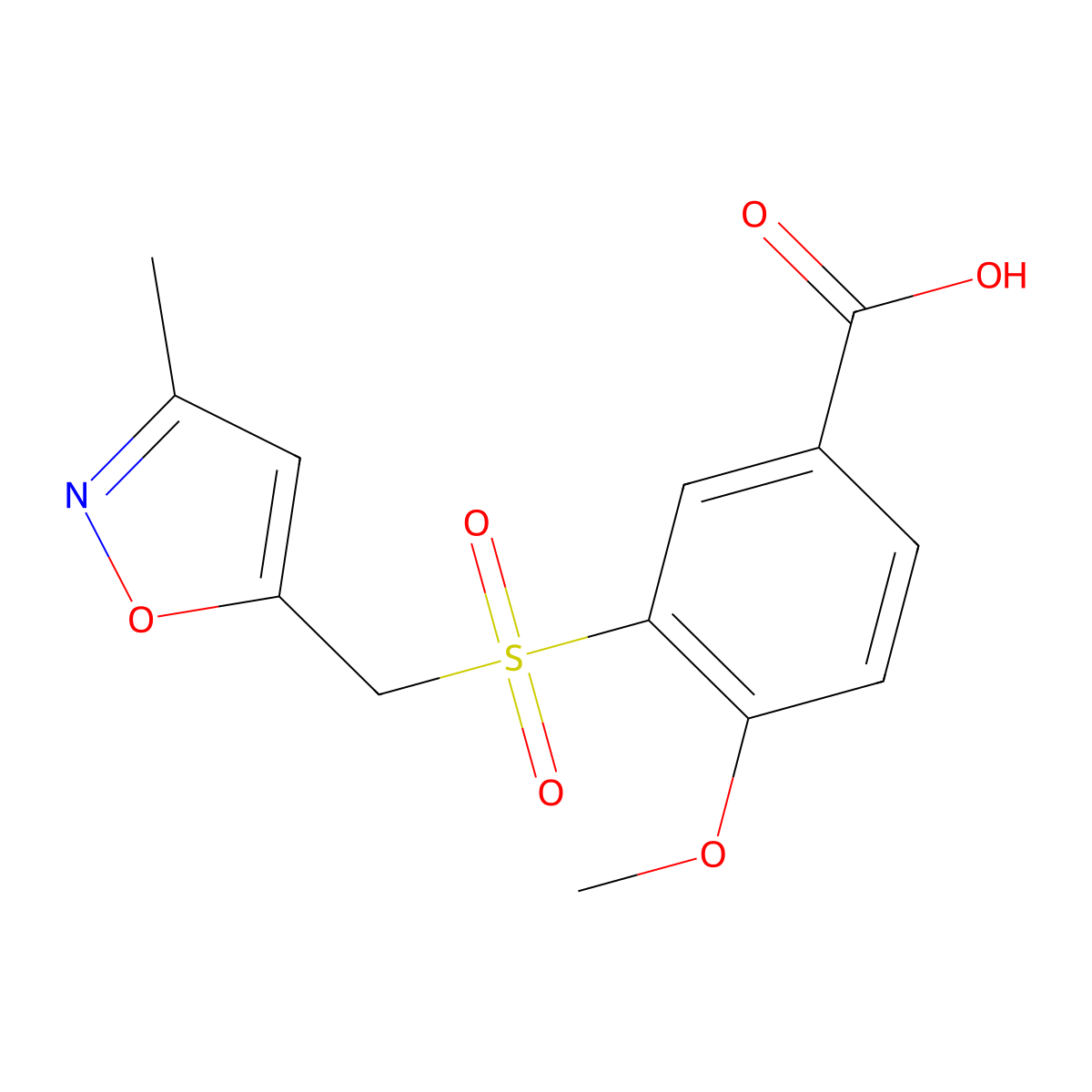 4-Methoxy-3-((3-methyl-1,2-oxazol-5-yl)methanesulfonyl)benzoic acid molecular structure, CAS 1094326-11-0