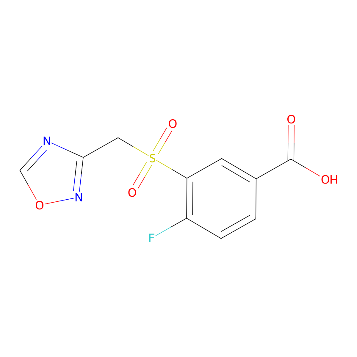 4-Fluoro-3-(1,2,4-oxadiazol-3-ylmethanesulfonyl)benzoic acid molecular structure, CAS 1094326-63-2