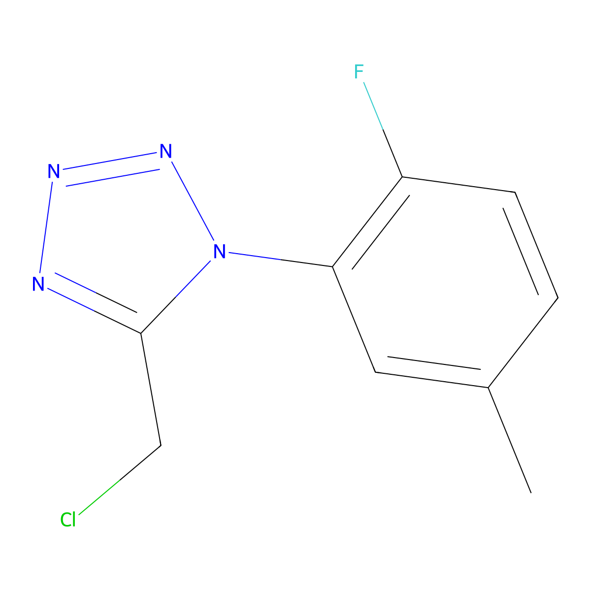 5-(chloromethyl)-1-(2-fluoro-5-methylphenyl)-1H-1,2,3,4-tetrazole molecular structure, CAS 1094328-54-7
