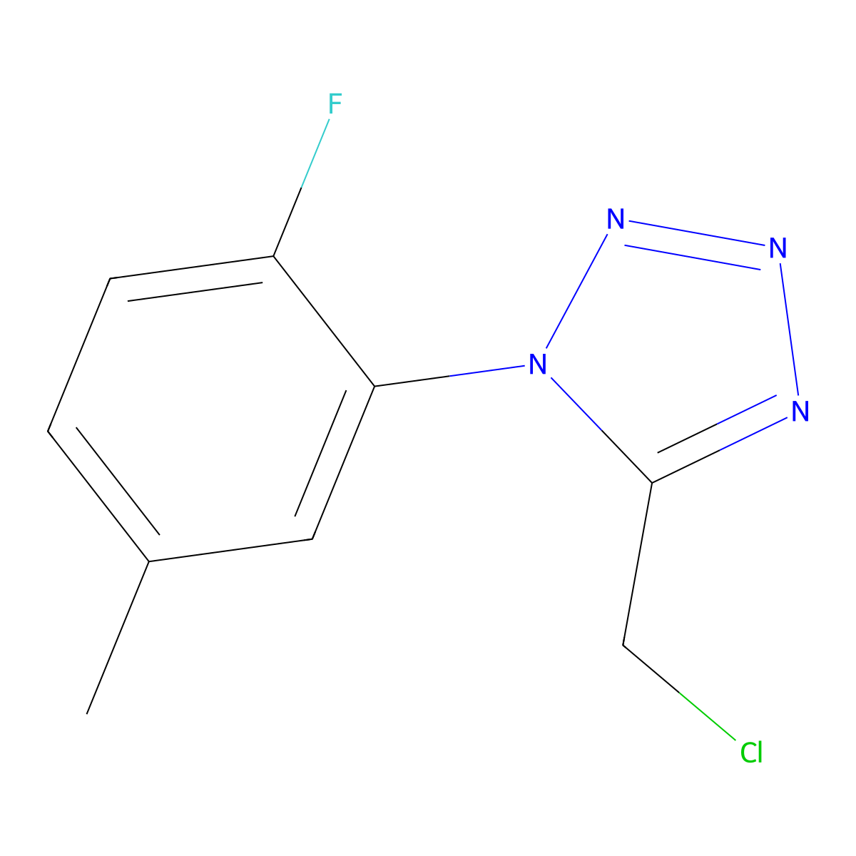 5-(chloromethyl)-1-(2-fluoro-5-methylphenyl)-1H-1,2,3,4-tetrazole molecular structure, CAS 1094328-54-7