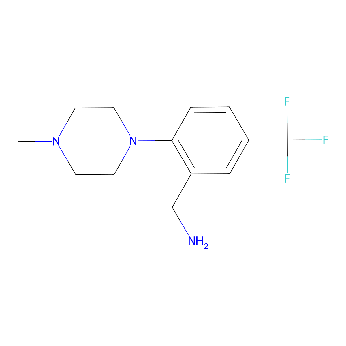 [2-(4-Methylpiperazin-1-yl)-5-(trifluoromethyl)phenyl]methanamine molecular structure, CAS 1094329-66-4