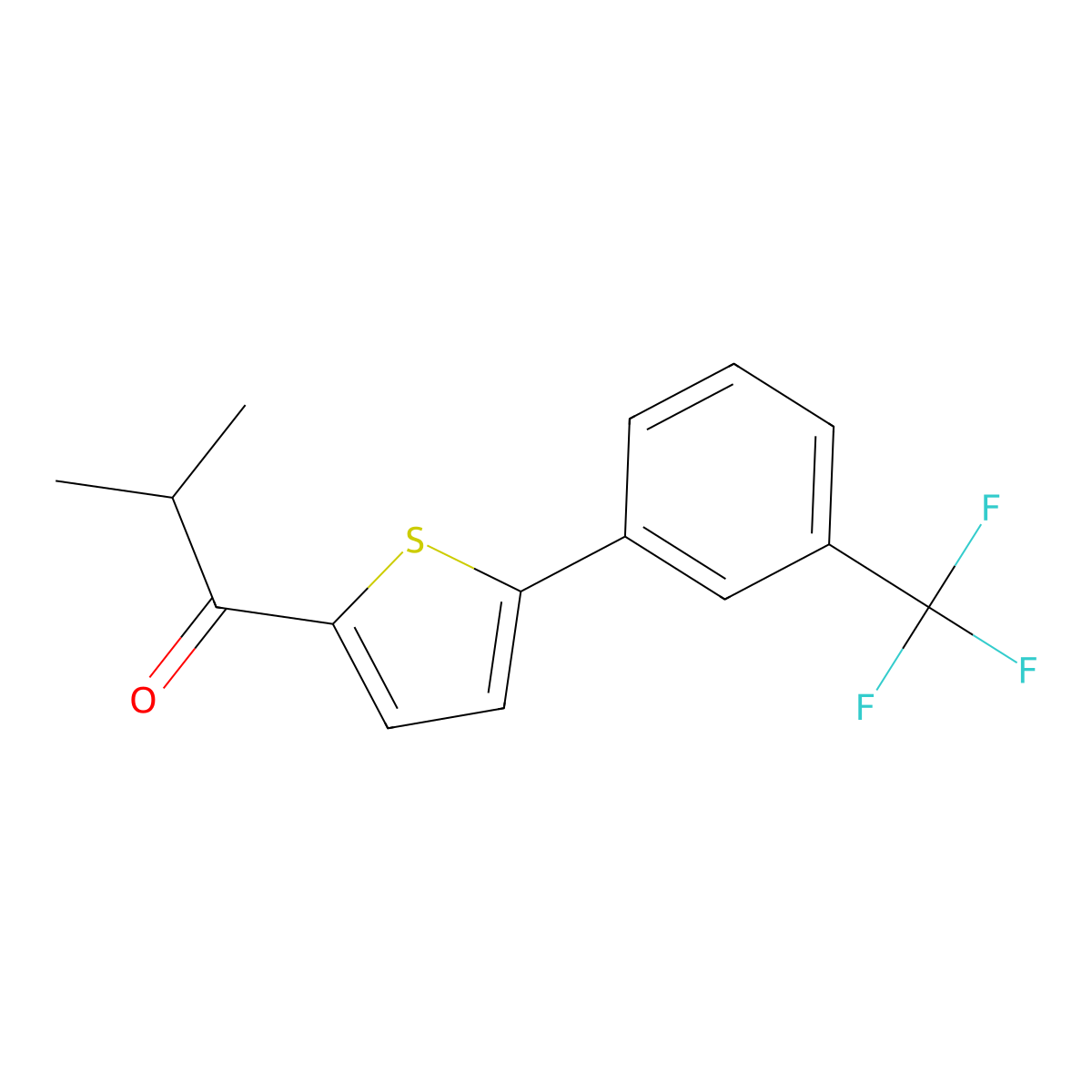 2-Methyl-1-[5-[3-(trifluoromethyl)phenyl]-2-thienyl]-1-propanone molecular structure, CAS 1094340-34-7