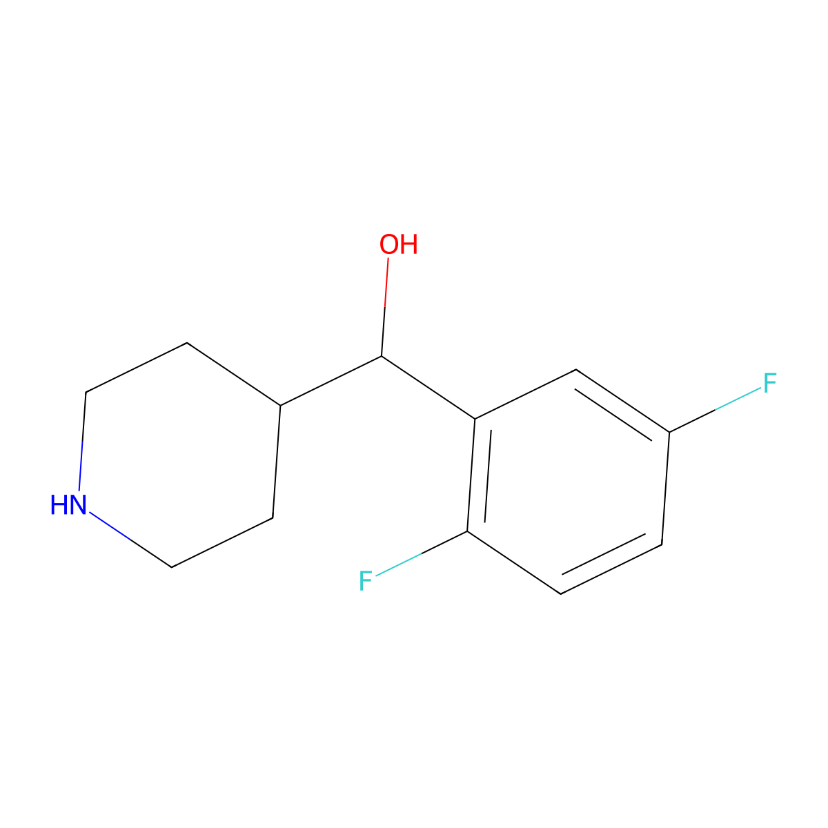 (2,5-Difluorophenyl)(piperidin-4-yl)methanol molecular structure, CAS 1094340-95-0