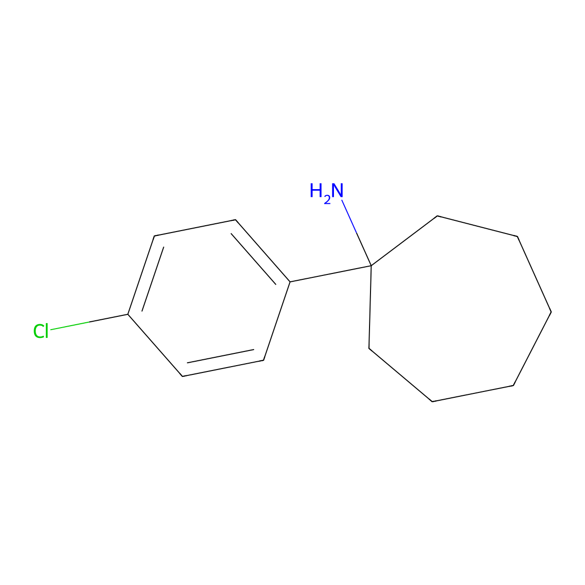 1-(4-Chlorophenyl)cycloheptan-1-amine molecular structure, CAS 1094341-14-6