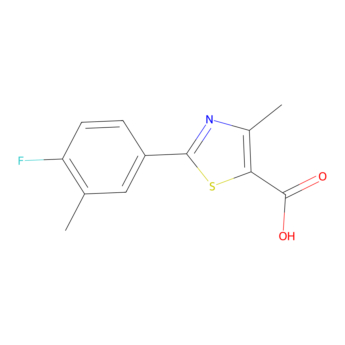 2-(4-Fluoro-3-methylphenyl)-4-methylthiazole-5-carboxylic acid molecular structure, CAS 1094351-12-8