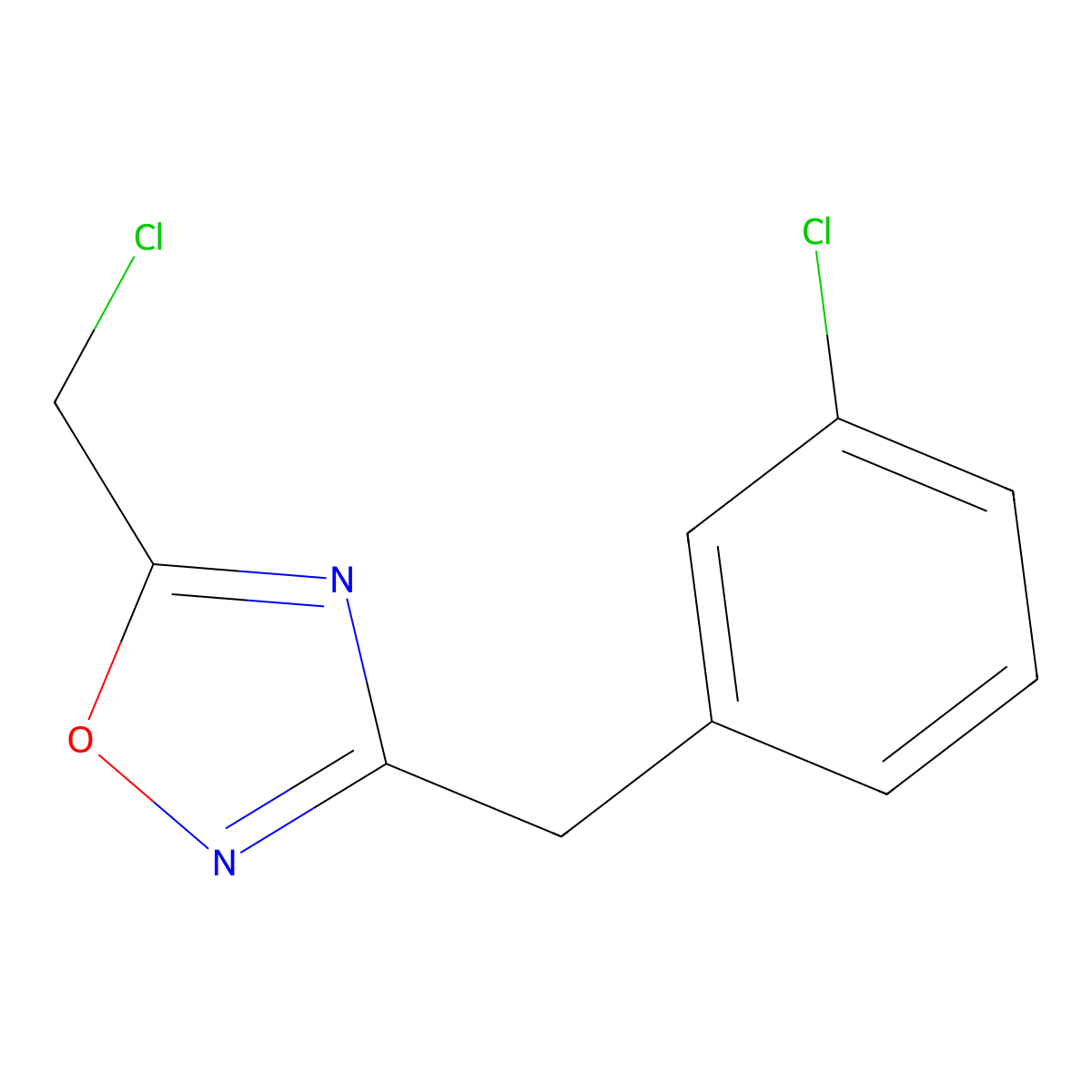 5-(Chloromethyl)-3-[(3-chlorophenyl)methyl]-1,2,4-oxadiazole molecular structure, CAS 1094351-83-3