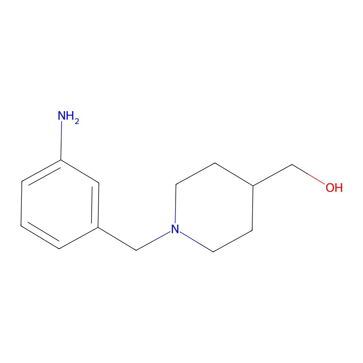 (1-((3-Aminophenyl)methyl)piperidin-4-yl)methanol molecular structure, CAS 1094353-30-6