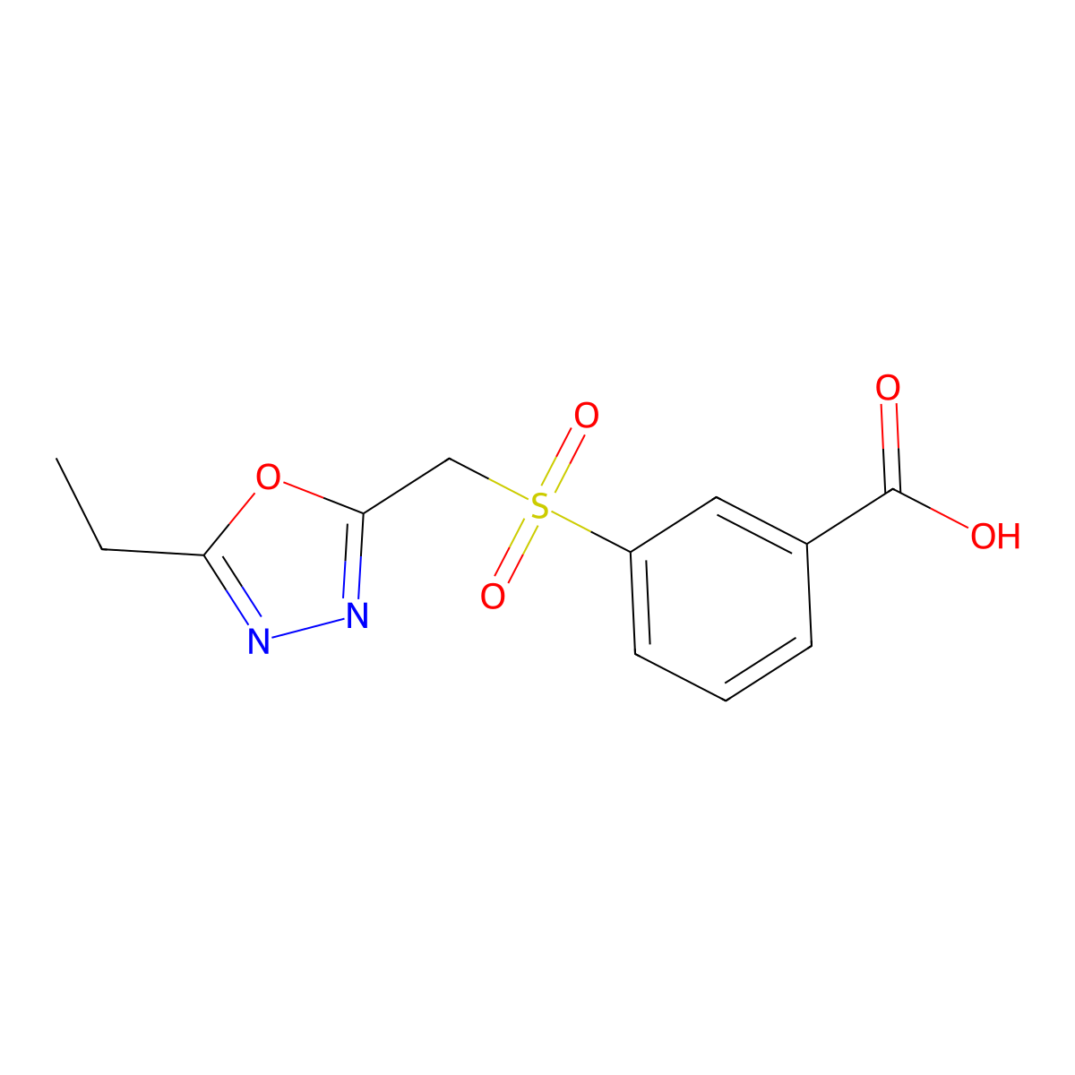 3-[(5-Ethyl-1,3,4-oxadiazol-2-yl)methanesulfonyl]benzoic acid molecular structure, CAS 1094356-17-8