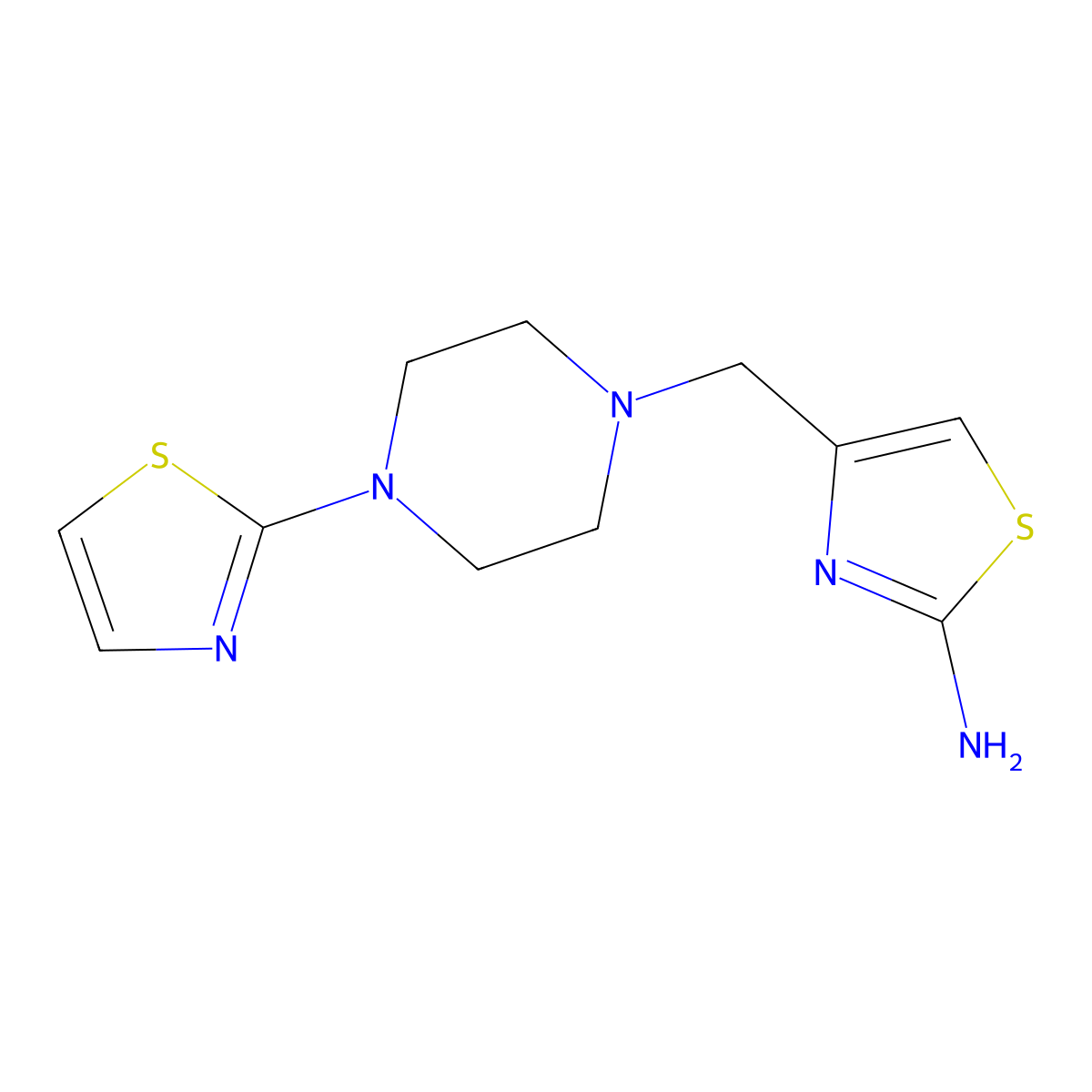 4-{[4-(1,3-Thiazol-2-yl)piperazin-1-yl]methyl}-1,3-thiazol-2-amine molecular structure, CAS 1094359-25-7
