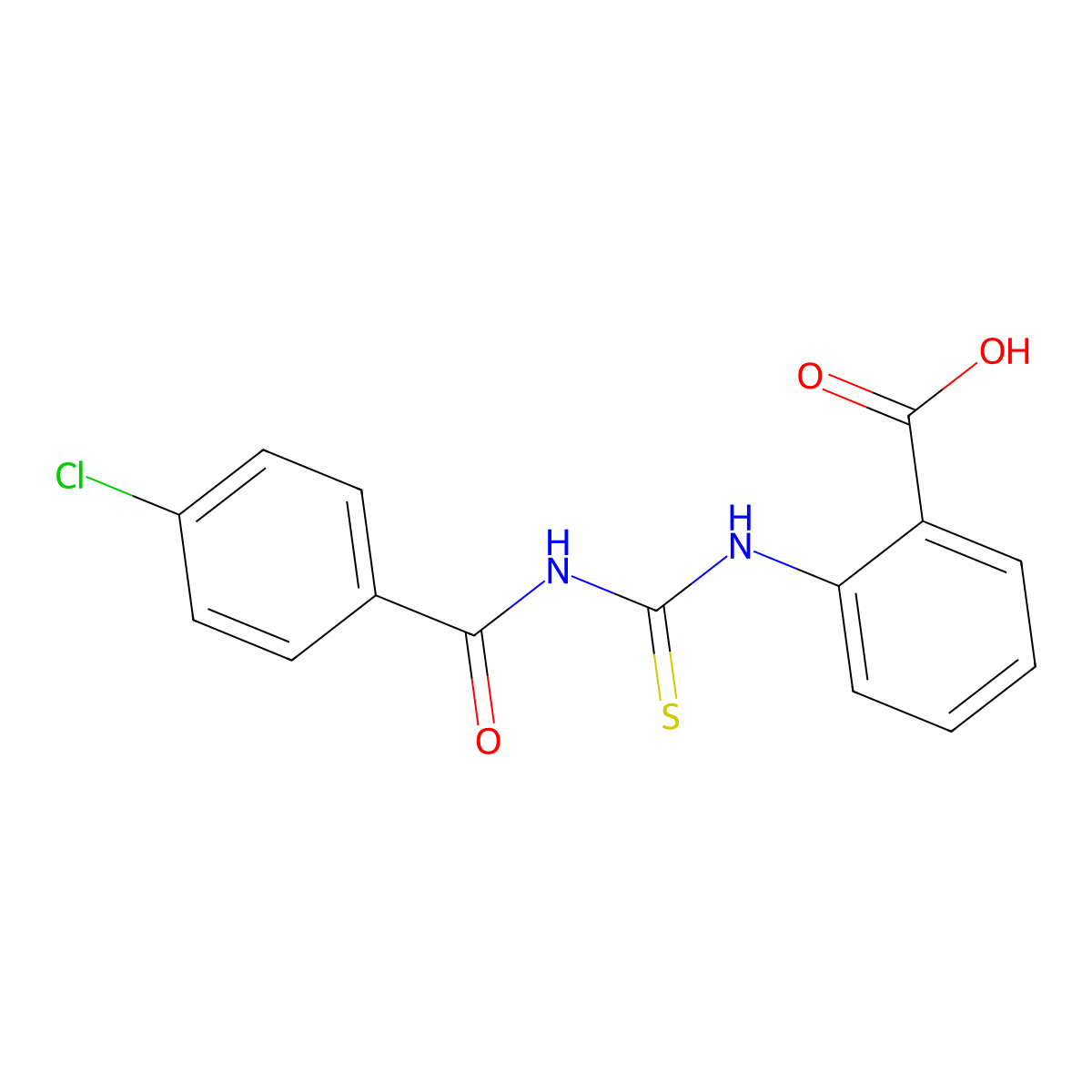 2-({[(4-Chlorobenzoyl)amino]carbonothioyl}amino)benzoic acid molecular structure, CAS 109436-60-4