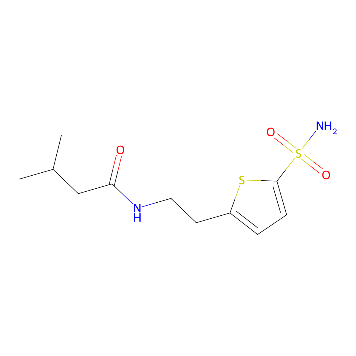 3-methyl-N-[2-(5-sulfamoylthiophen-2-yl)ethyl]butanamide molecular structure, CAS 1094361-26-8
