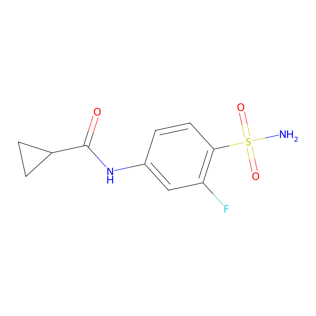 N-(3-fluoro-4-sulfamoylphenyl)cyclopropanecarboxamide molecular structure, CAS 1094361-67-7