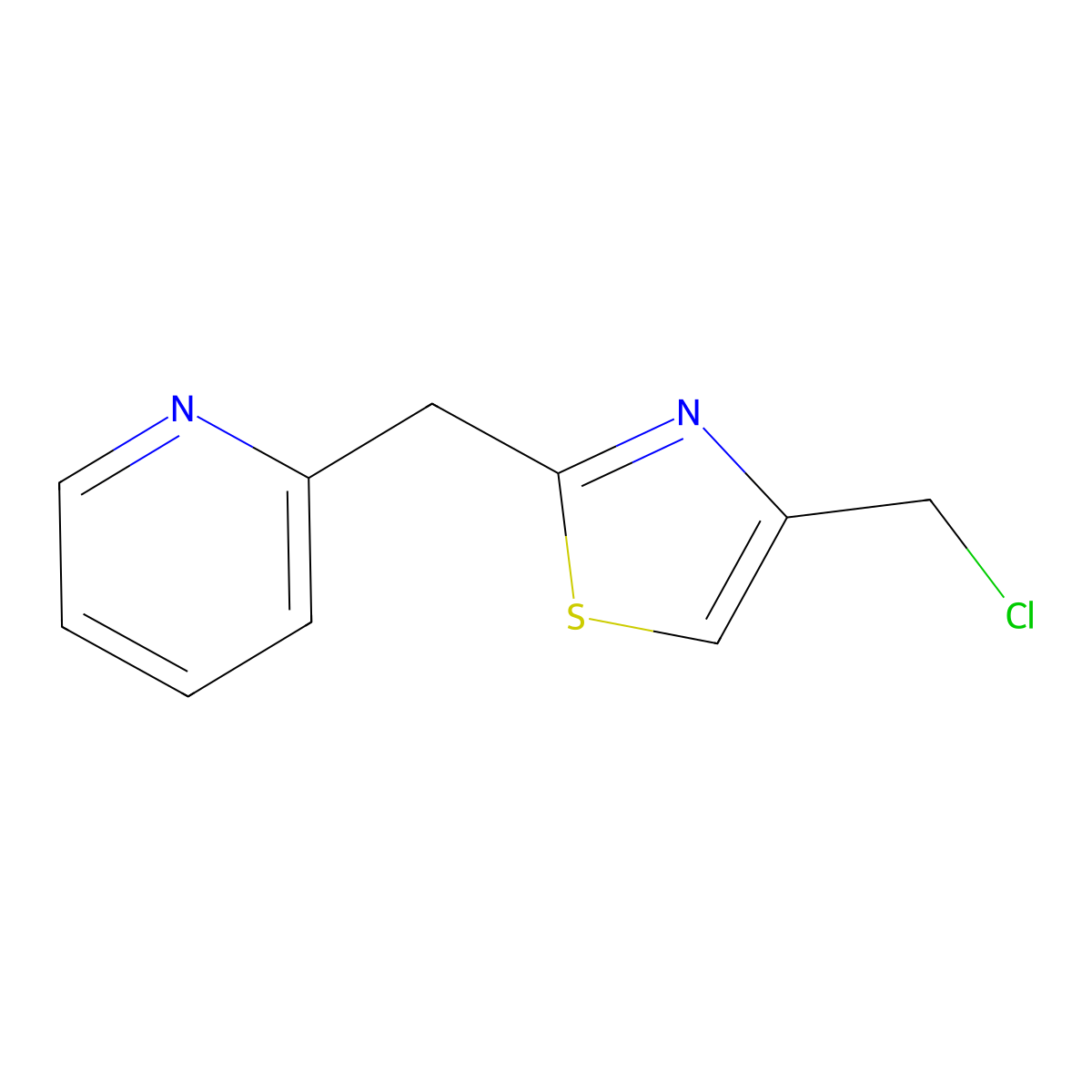 2-{[4-(Chloromethyl)-1,3-thiazol-2-yl]methyl}pyridine molecular structure, CAS 1094365-06-6