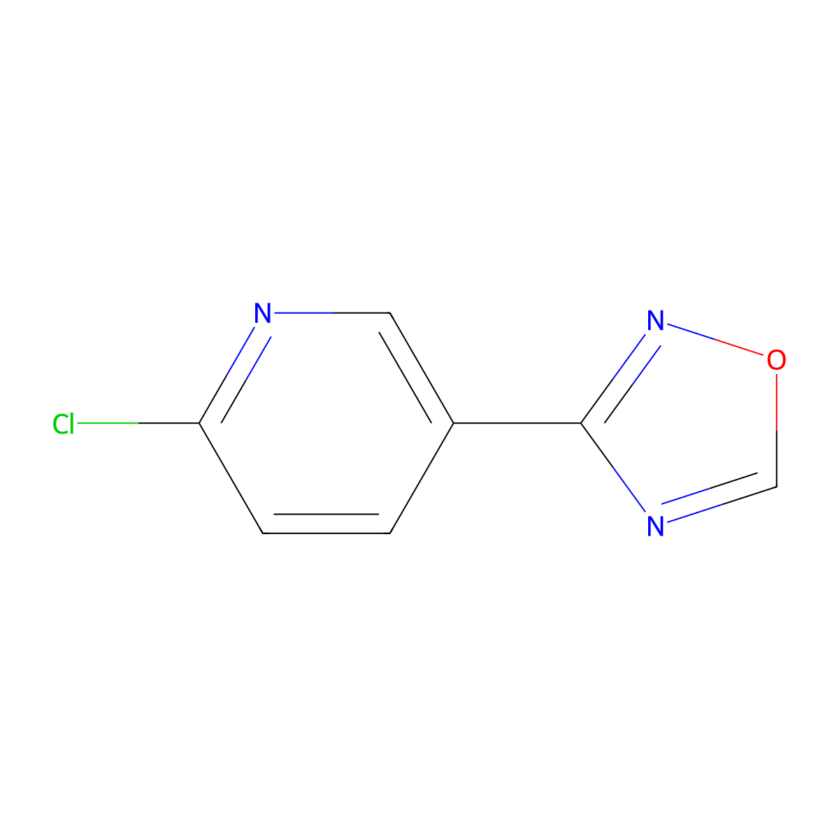 2-Chloro-5-(1,2,4-oxadiazol-3-yl)pyridine molecular structure, CAS 1094366-39-8