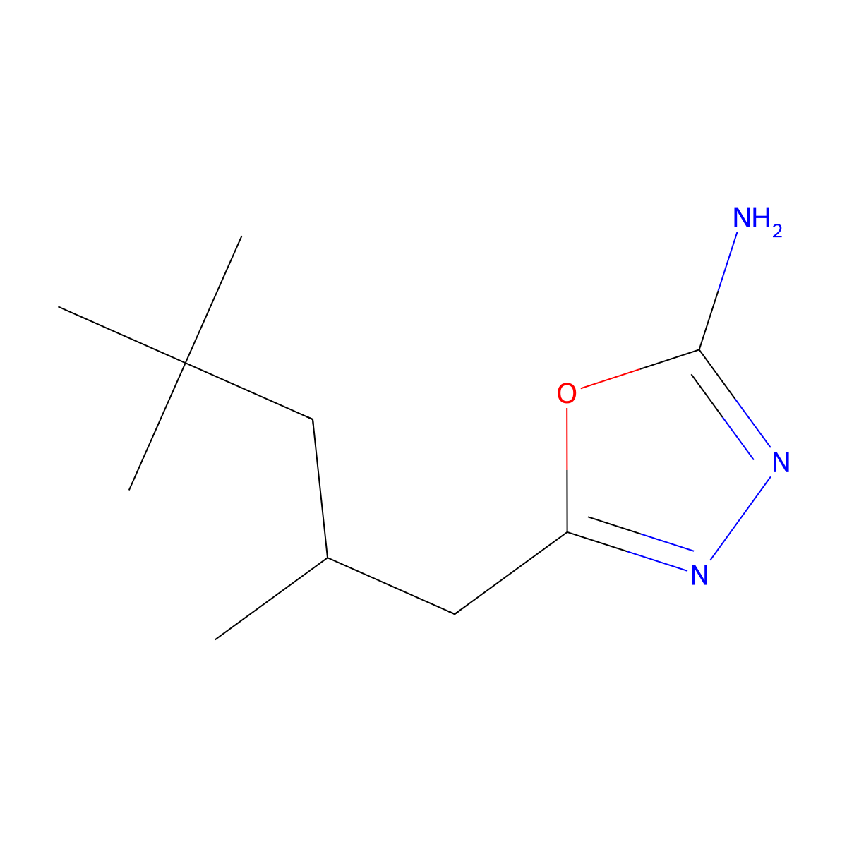 5-(2,4,4-Trimethylpentyl)-1,3,4-oxadiazol-2-amine molecular structure, CAS 1094371-87-5