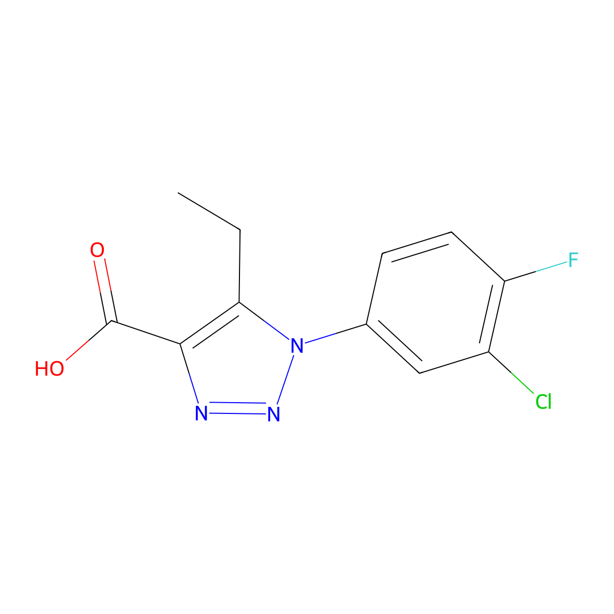 1-(3-chloro-4-fluorophenyl)-5-ethyl-1H-1,2,3-triazole-4-carboxylic acid molecular structure, CAS 1094373-44-0