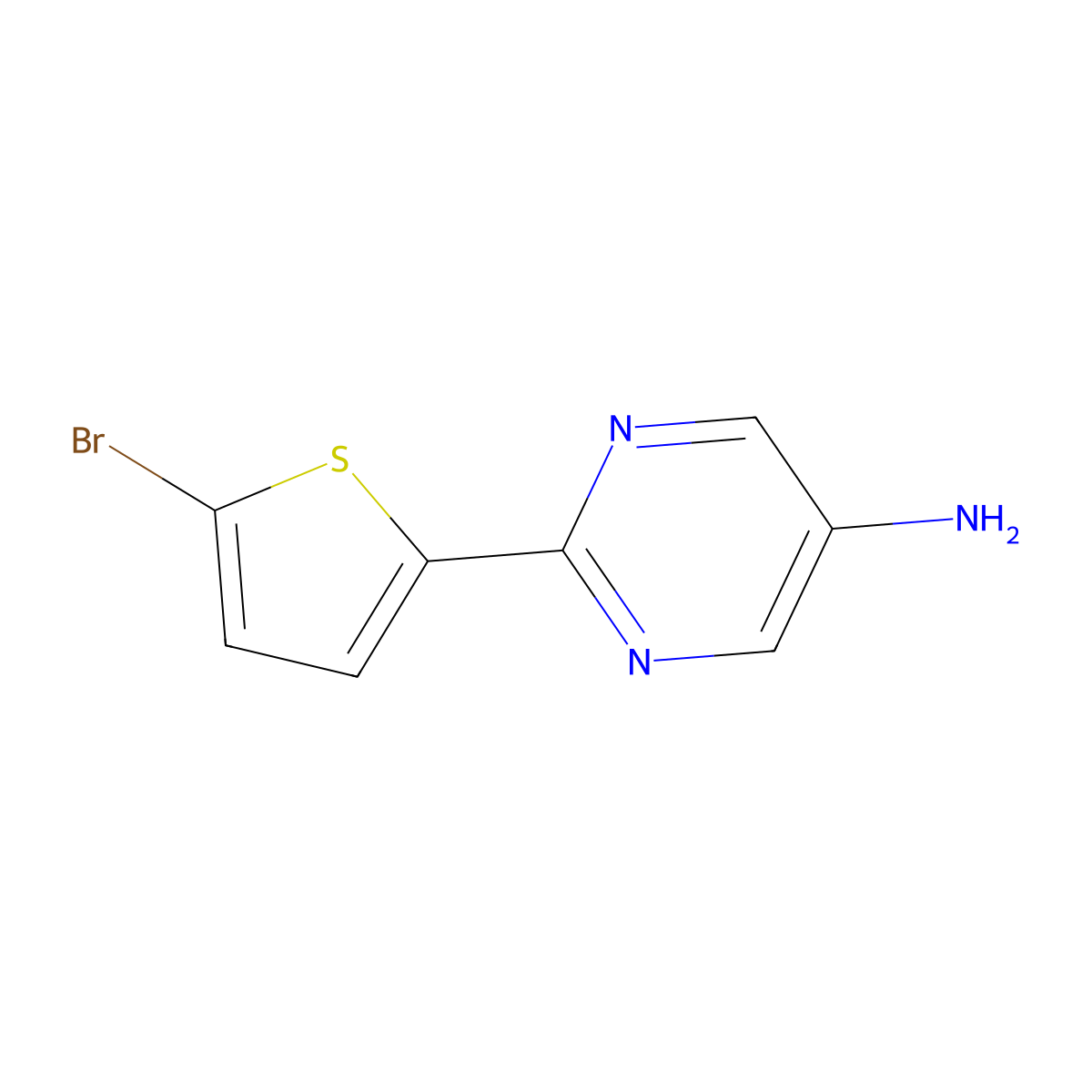 2-(5-Bromothiophen-2-yl)pyrimidin-5-amine molecular structure, CAS 1094373-80-4