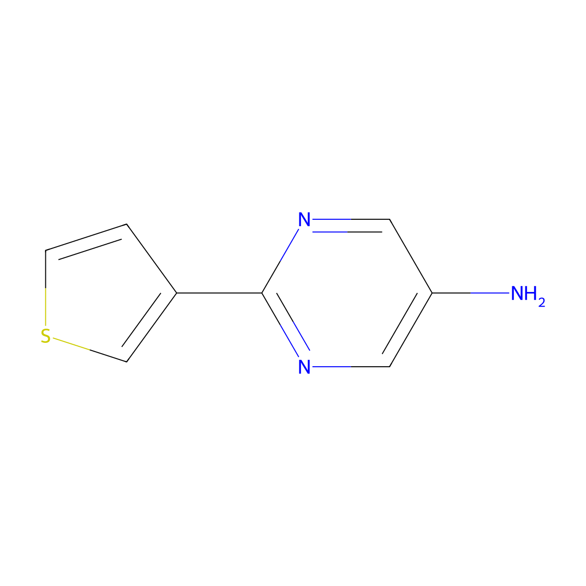 5-Amino-2-(3-thienyl)pyrimidine molecular structure, CAS 1094373-81-5