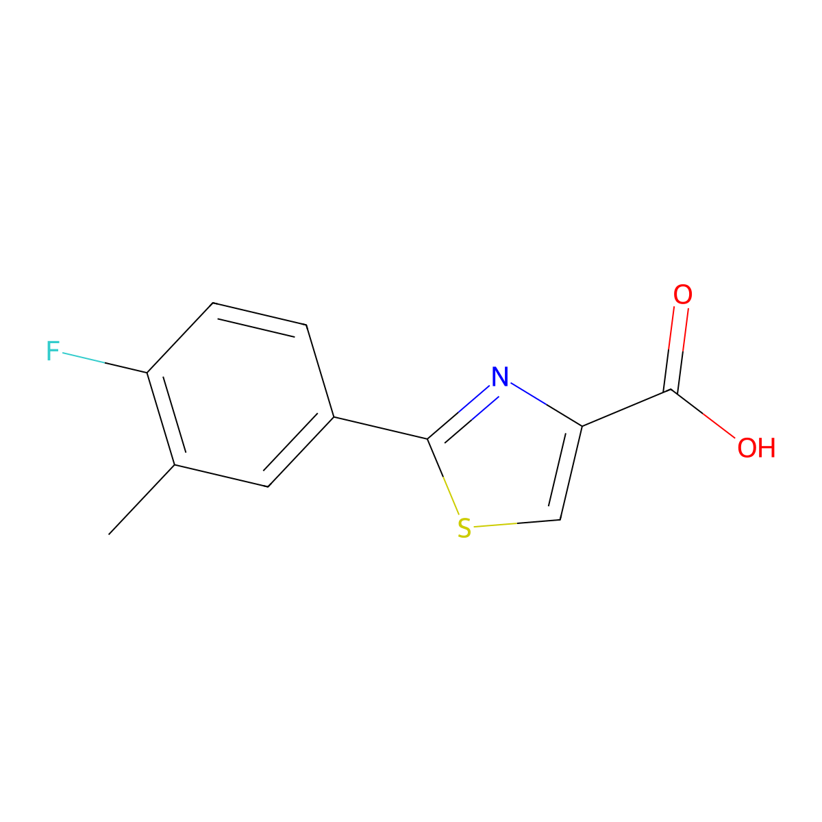2-(4-Fluoro-3-methylphenyl)-4-thiazolecarboxylic acid molecular structure, CAS 1094373-87-1