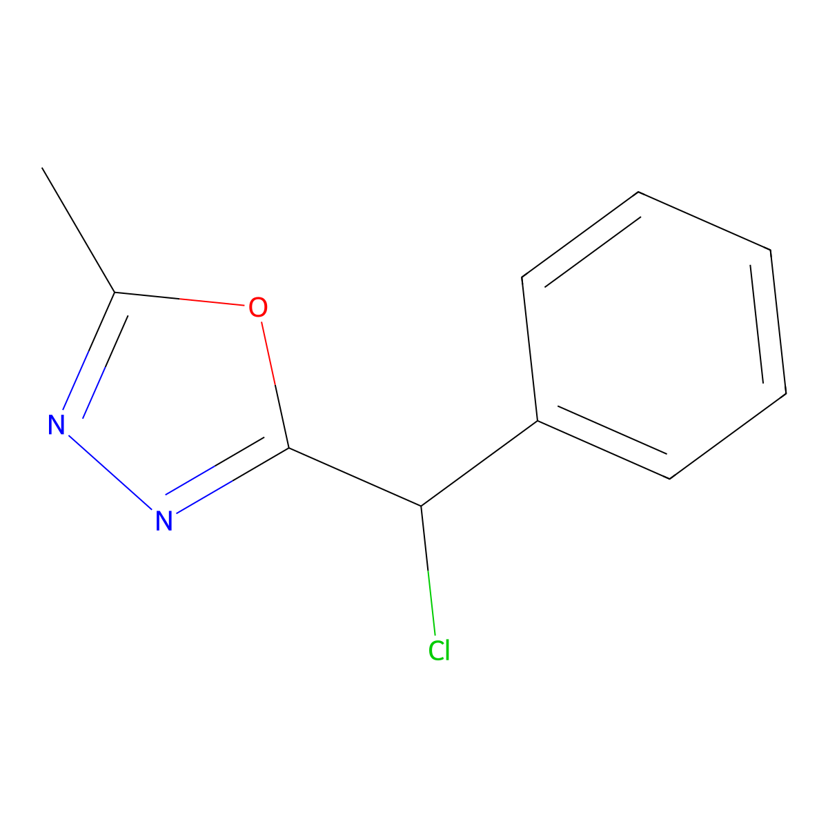 2-[Chloro(phenyl)methyl]-5-methyl-1,3,4-oxadiazole molecular structure, CAS 1094378-62-7