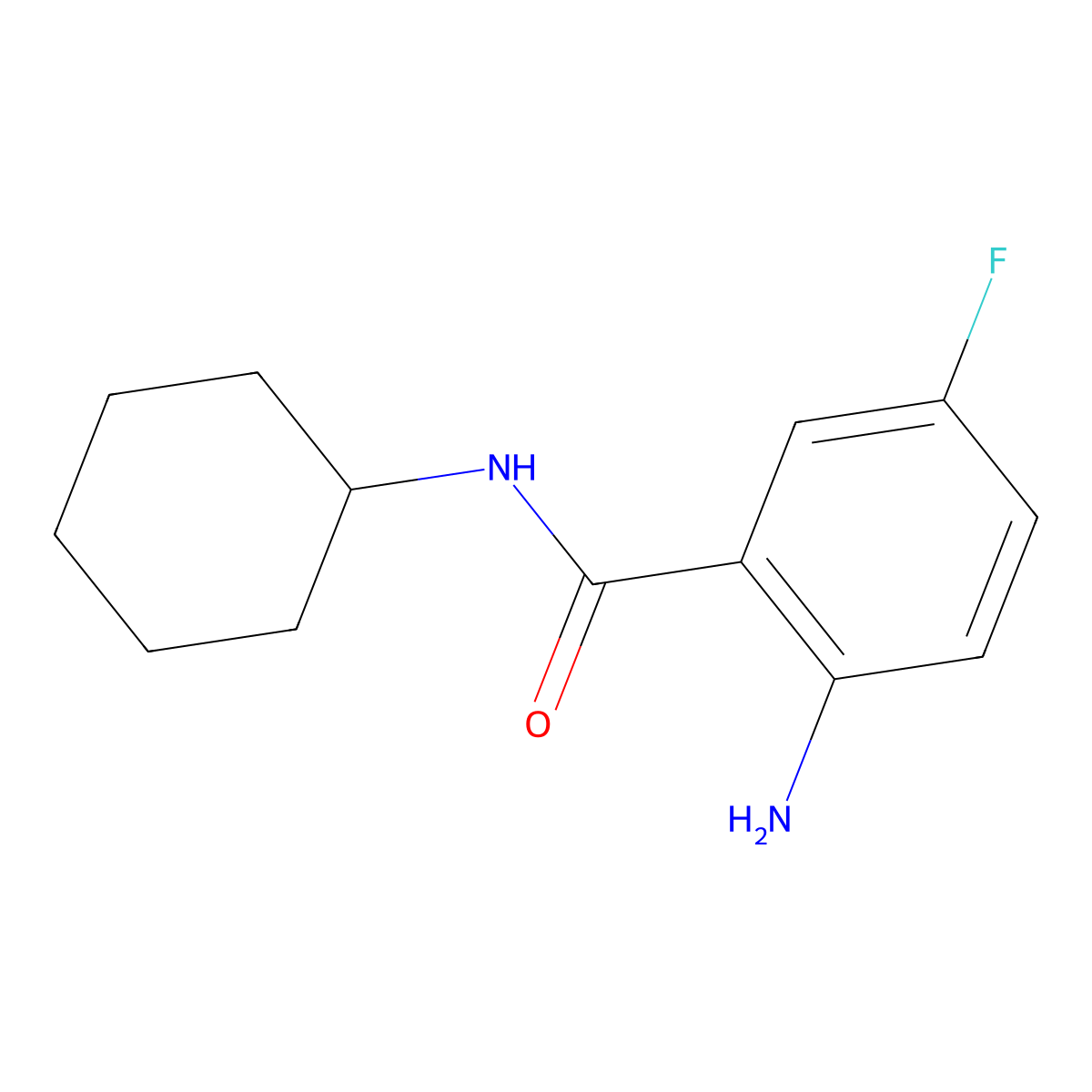 2-amino-N-cyclohexyl-5-fluorobenzamide molecular structure, CAS 1094378-66-1
