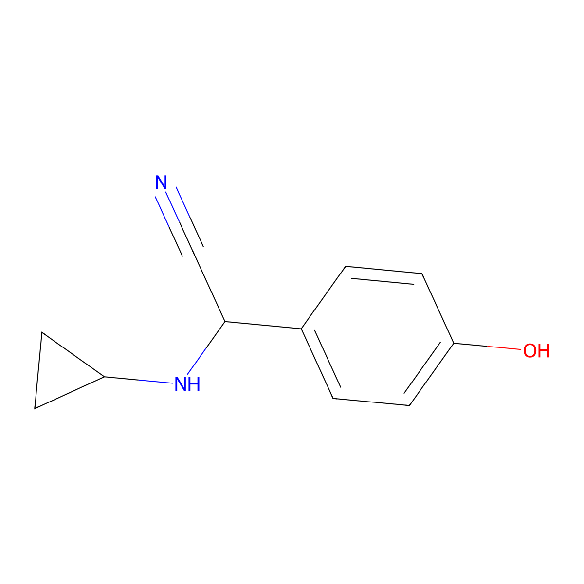 2-(Cyclopropylamino)-2-(4-hydroxyphenyl)acetonitrile molecular structure, CAS 1094379-54-0