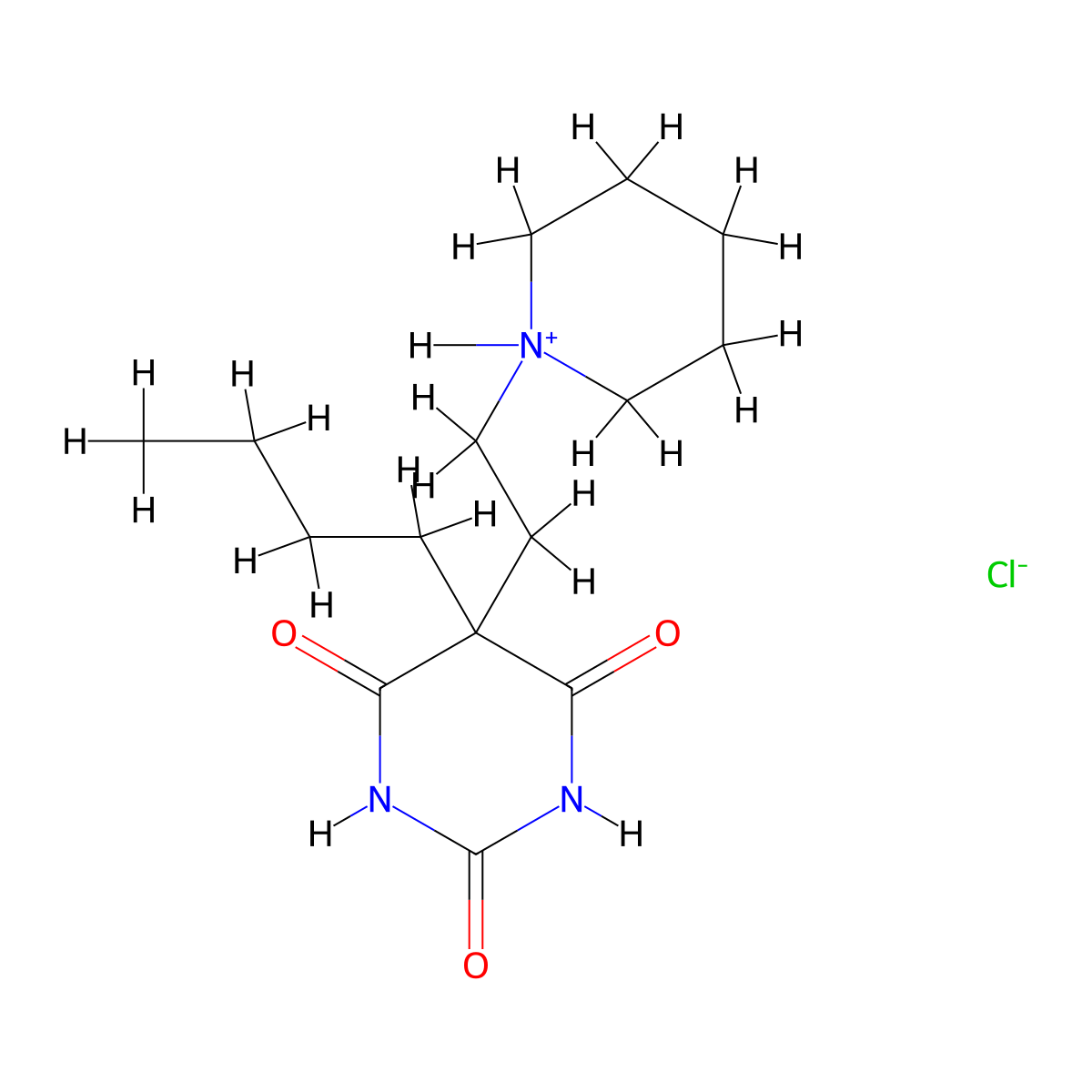 Barbituric acid, 5-butyl-5-(2-piperidinoethyl)-, hydrochloride molecular structure, CAS 109438-93-9