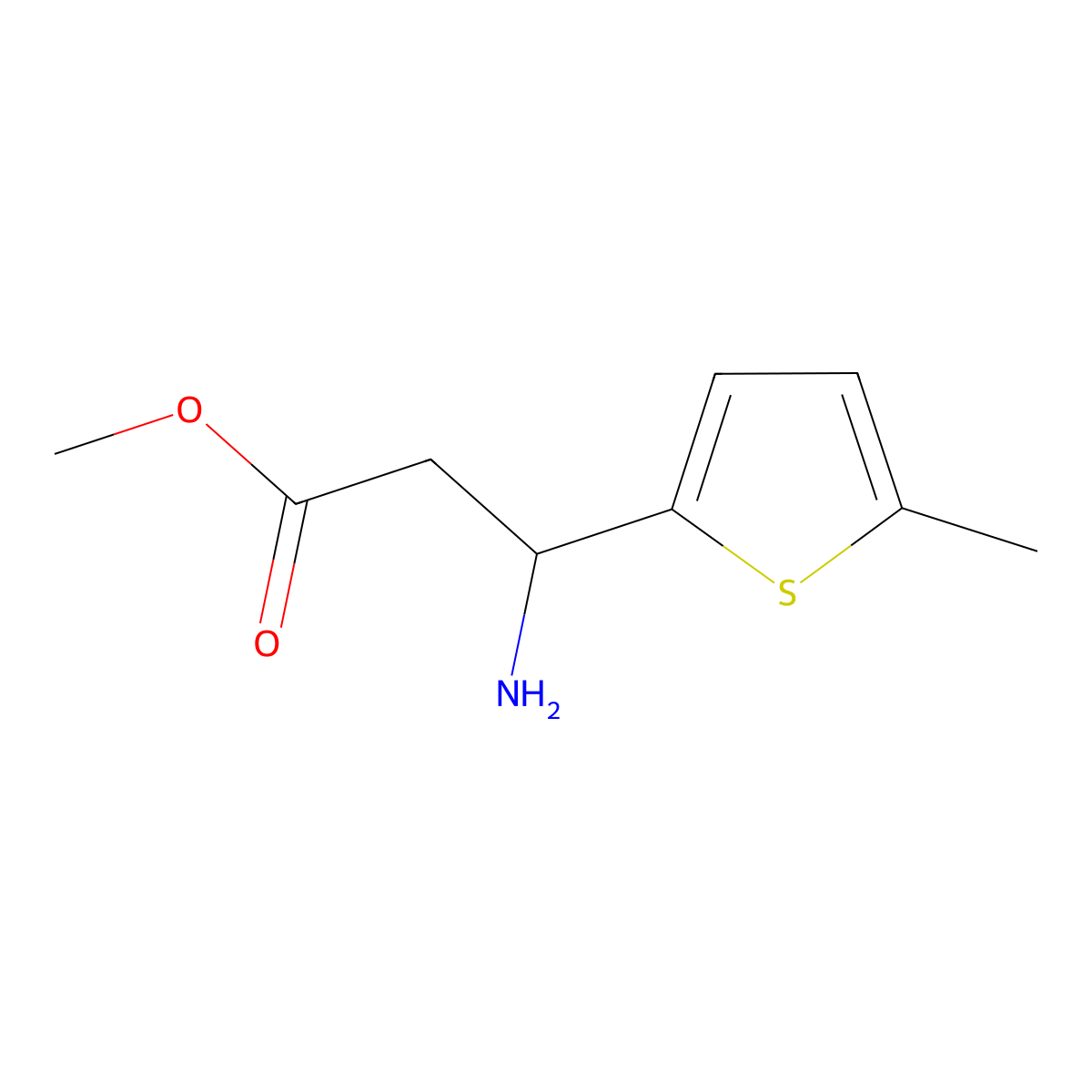 Methyl 3-amino-3-(5-methylthiophen-2-yl)propanoate molecular structure, CAS 1094380-36-5