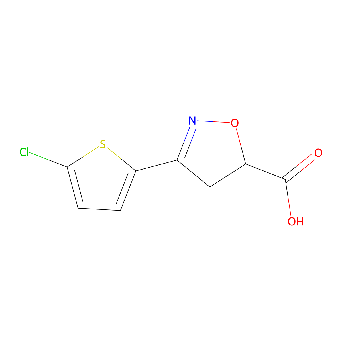 3-(5-Chlorothiophen-2-yl)-4,5-dihydro-1,2-oxazole-5-carboxylic acid molecular structure, CAS 1094380-46-7