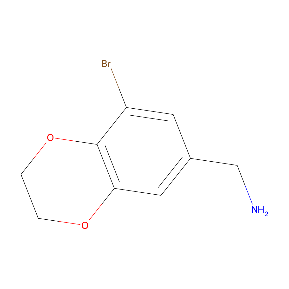 (8-Bromo-2,3-dihydro-1,4-benzodioxin-6-yl)methanamine molecular structure, CAS 1094381-64-2