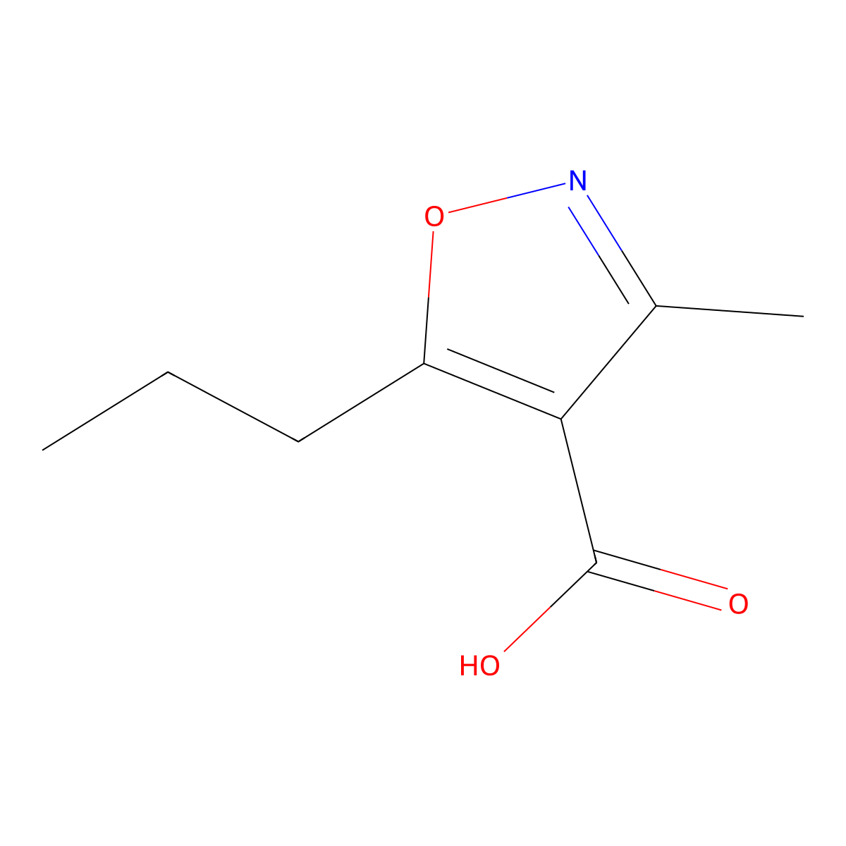 3-Methyl-5-propyl-1,2-oxazole-4-carboxylic acid molecular structure, CAS 1094382-34-9