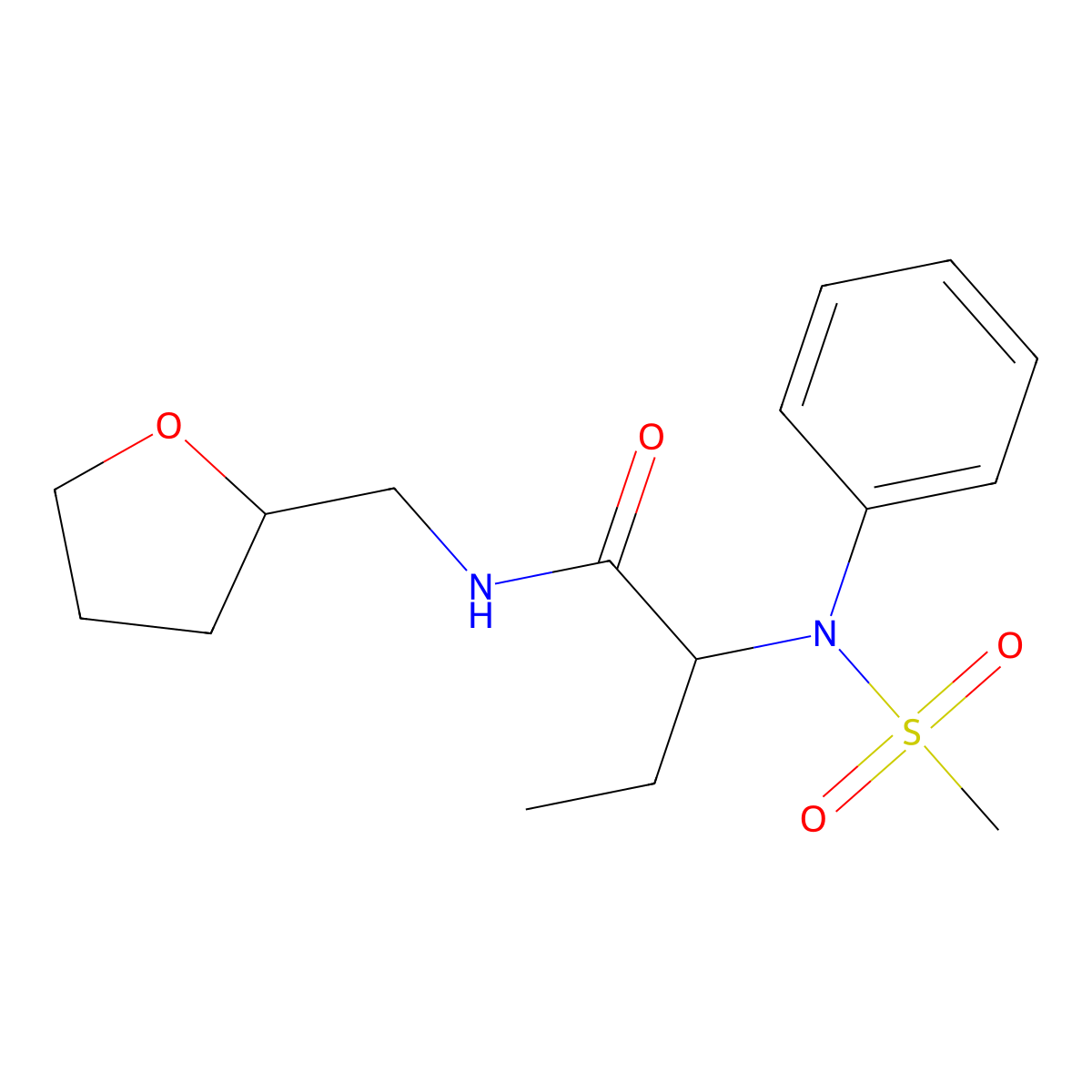 2-[(methylsulfonyl)(phenyl)amino]-N-(tetrahydrofuran-2-ylmethyl)butanamide molecular structure, CAS 1094382-94-1