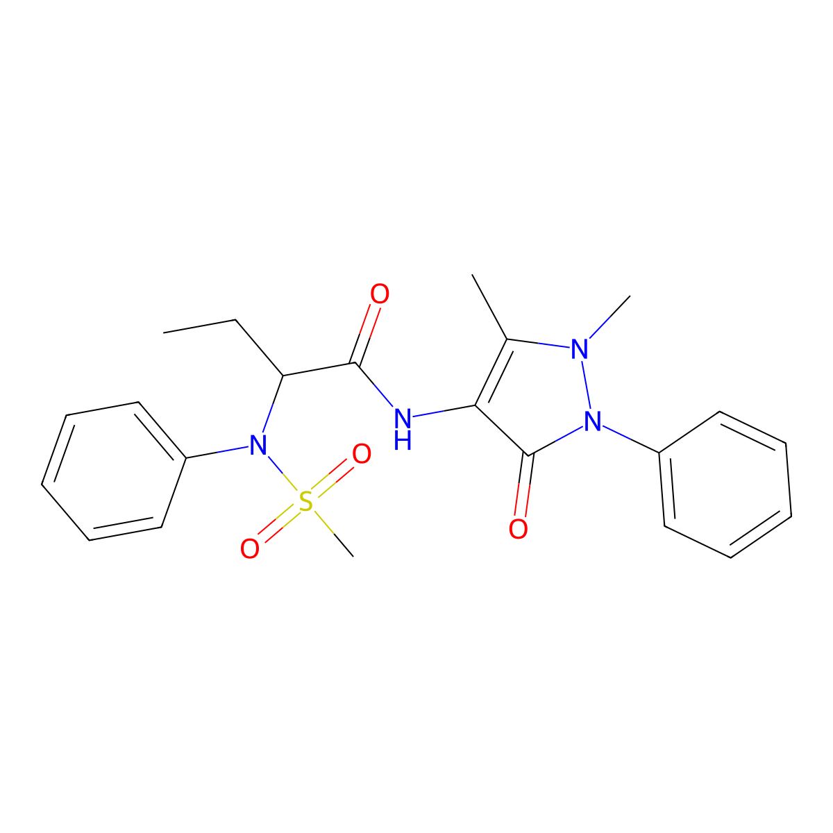 N-(1,5-dimethyl-3-oxo-2-phenyl-2,3-dihydro-1H-pyrazol-4-yl)-2-[(methylsulfonyl)(phenyl)amino]butanamide molecular structure, CAS 1094384-35-6