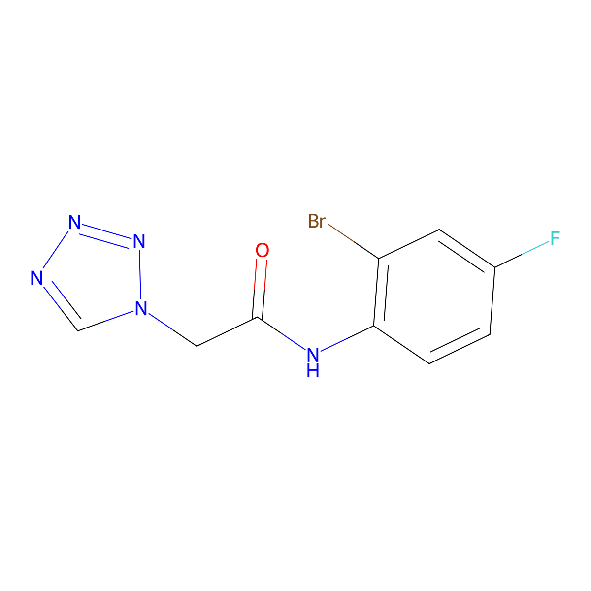 N-(2-bromo-4-fluorophenyl)-2-(1H-1,2,3,4-tetrazol-1-yl)acetamide molecular structure, CAS 1094384-63-0