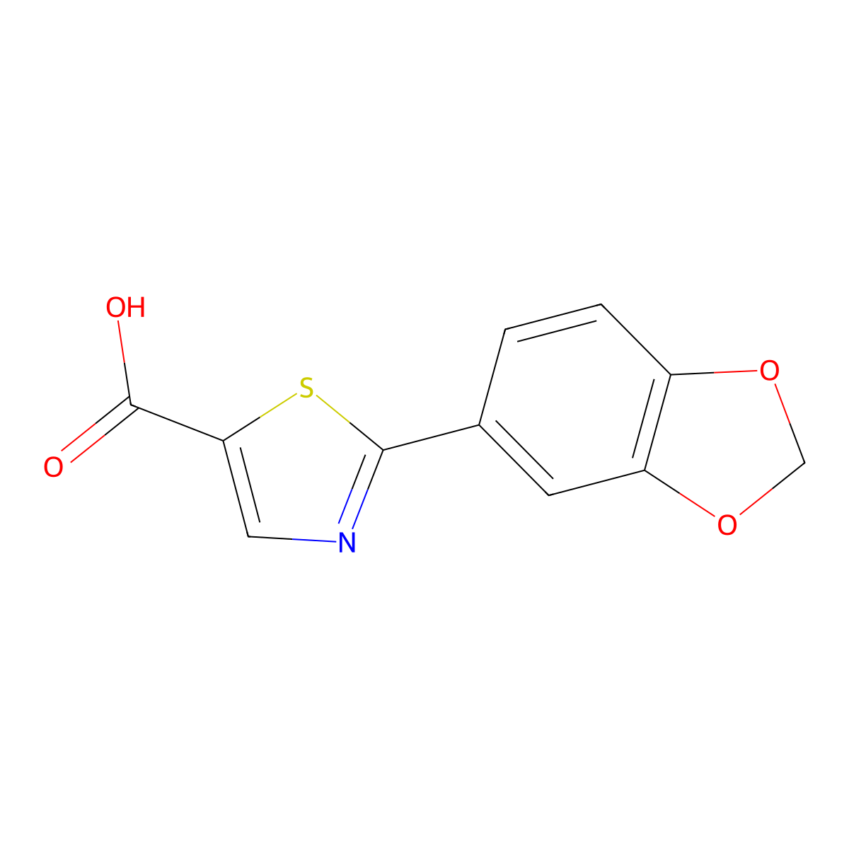 2-(2H-1,3-benzodioxol-5-yl)-1,3-thiazole-5-carboxylic acid molecular structure, CAS 1094385-70-2