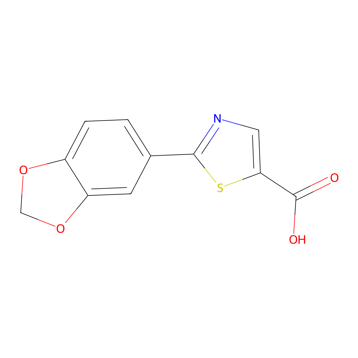 2-(2H-1,3-benzodioxol-5-yl)-1,3-thiazole-5-carboxylic acid molecular structure, CAS 1094385-70-2