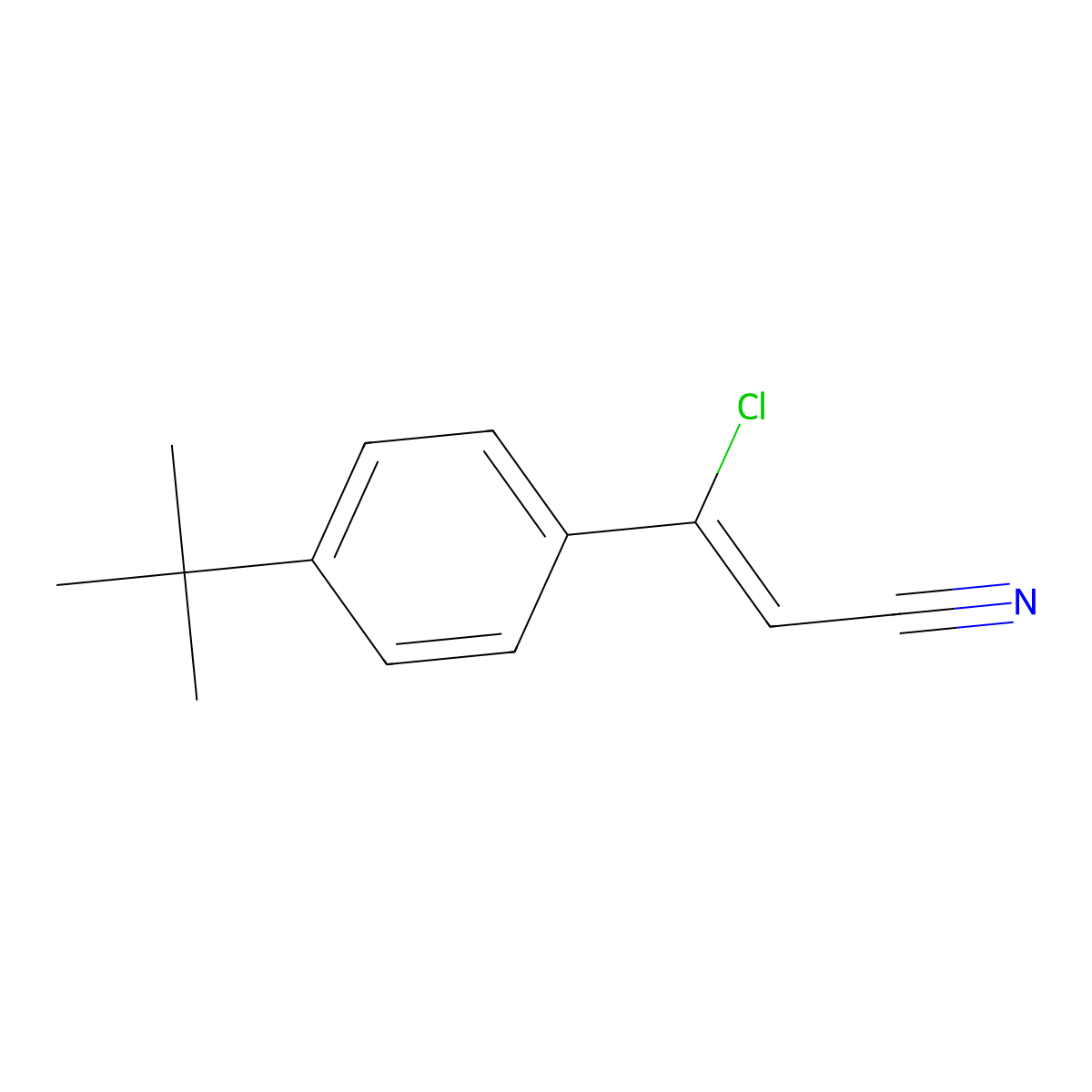 (2Z)-3-(4-Tert-butylphenyl)-3-chloroprop-2-enenitrile molecular structure, CAS 1094390-36-9