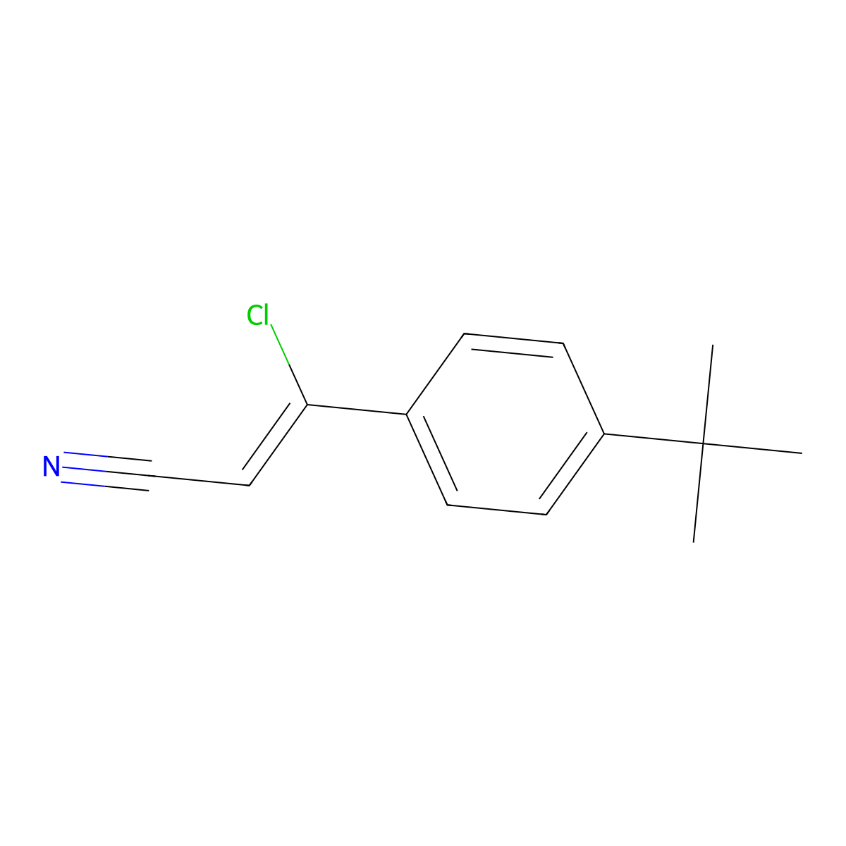 (2Z)-3-(4-Tert-butylphenyl)-3-chloroprop-2-enenitrile molecular structure, CAS 1094390-36-9
