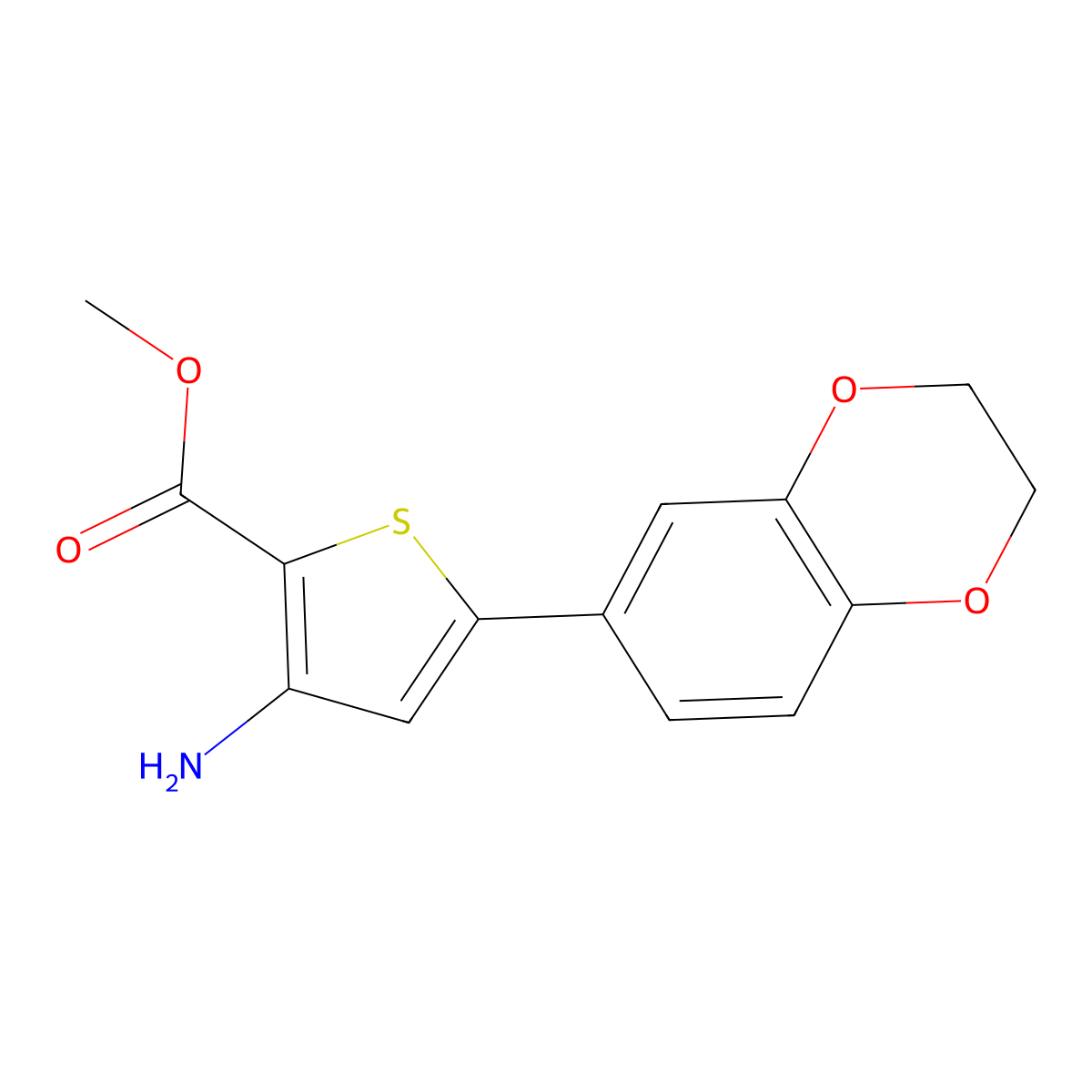 Methyl 3-amino-5-(2,3-dihydro-1,4-benzodioxin-6-yl)thiophene-2-carboxylate molecular structure, CAS 1094390-59-6