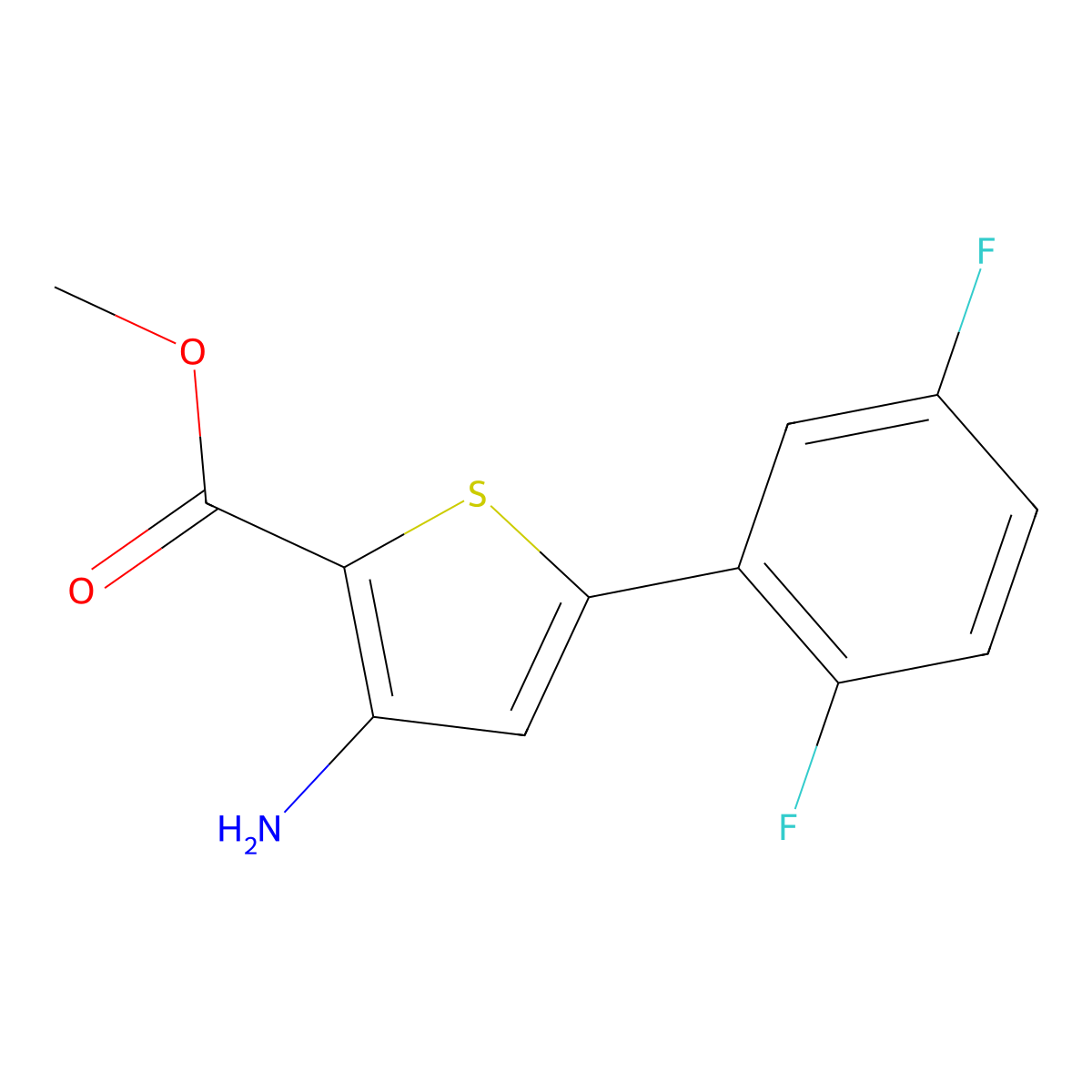 3-Amino-5-(2,5-difluorophenyl)-2-thiophenecarboxylic acid methyl ester molecular structure, CAS 1094390-72-3