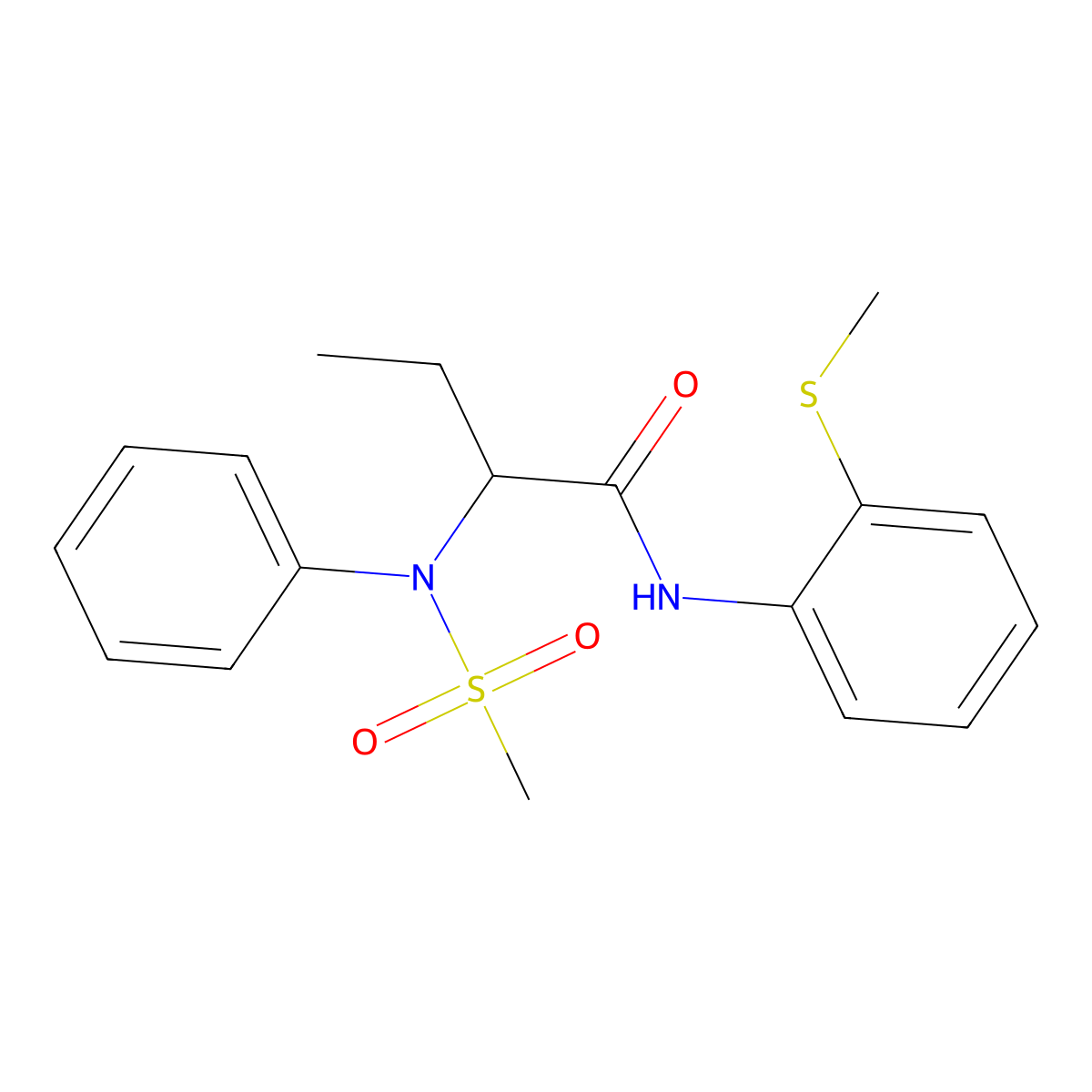 N-[2-(methylsulfanyl)phenyl]-2-[(methylsulfonyl)(phenyl)amino]butanamide molecular structure, CAS 1094390-75-6