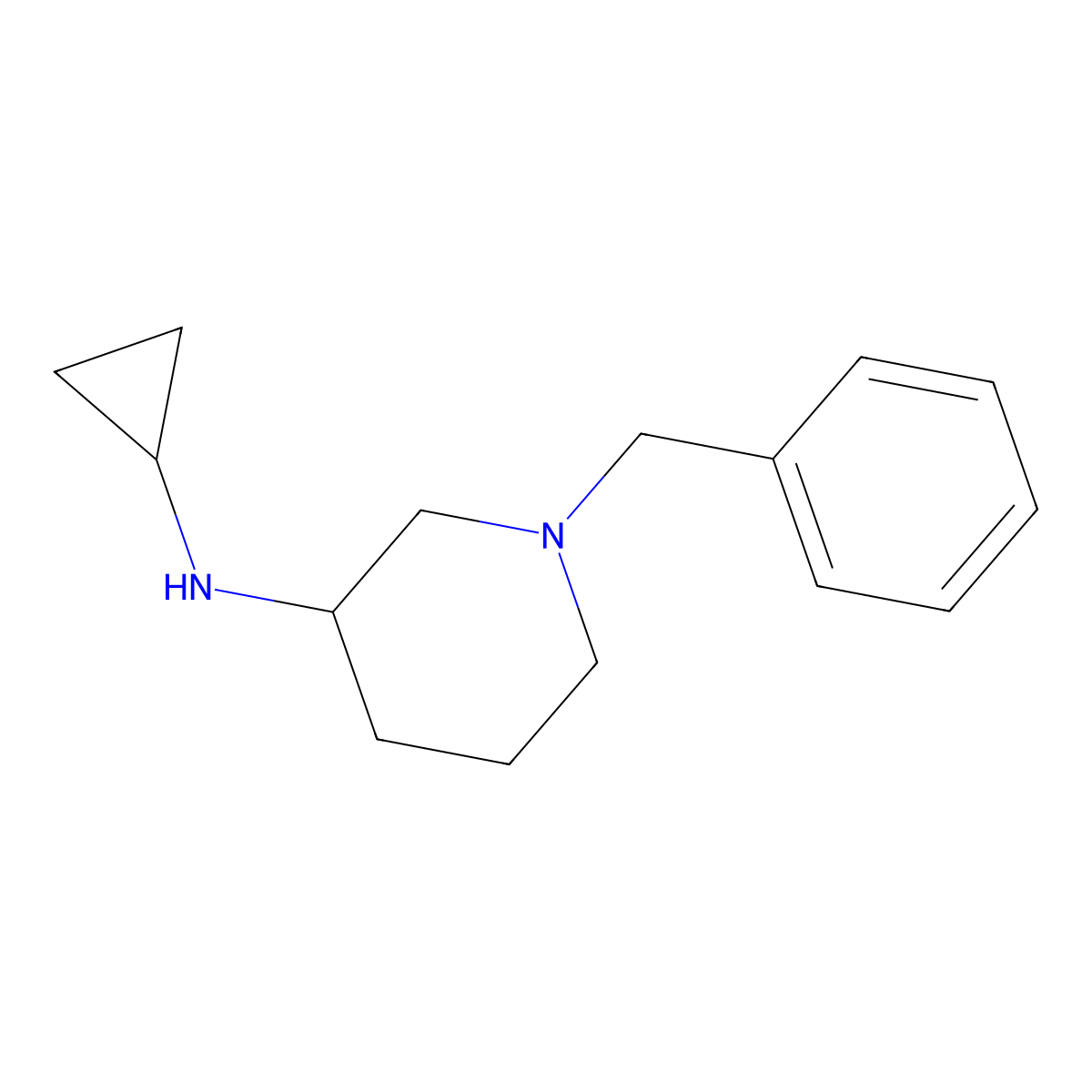 1-benzyl-N-cyclopropylpiperidin-3-amine molecular structure, CAS 1094392-93-4