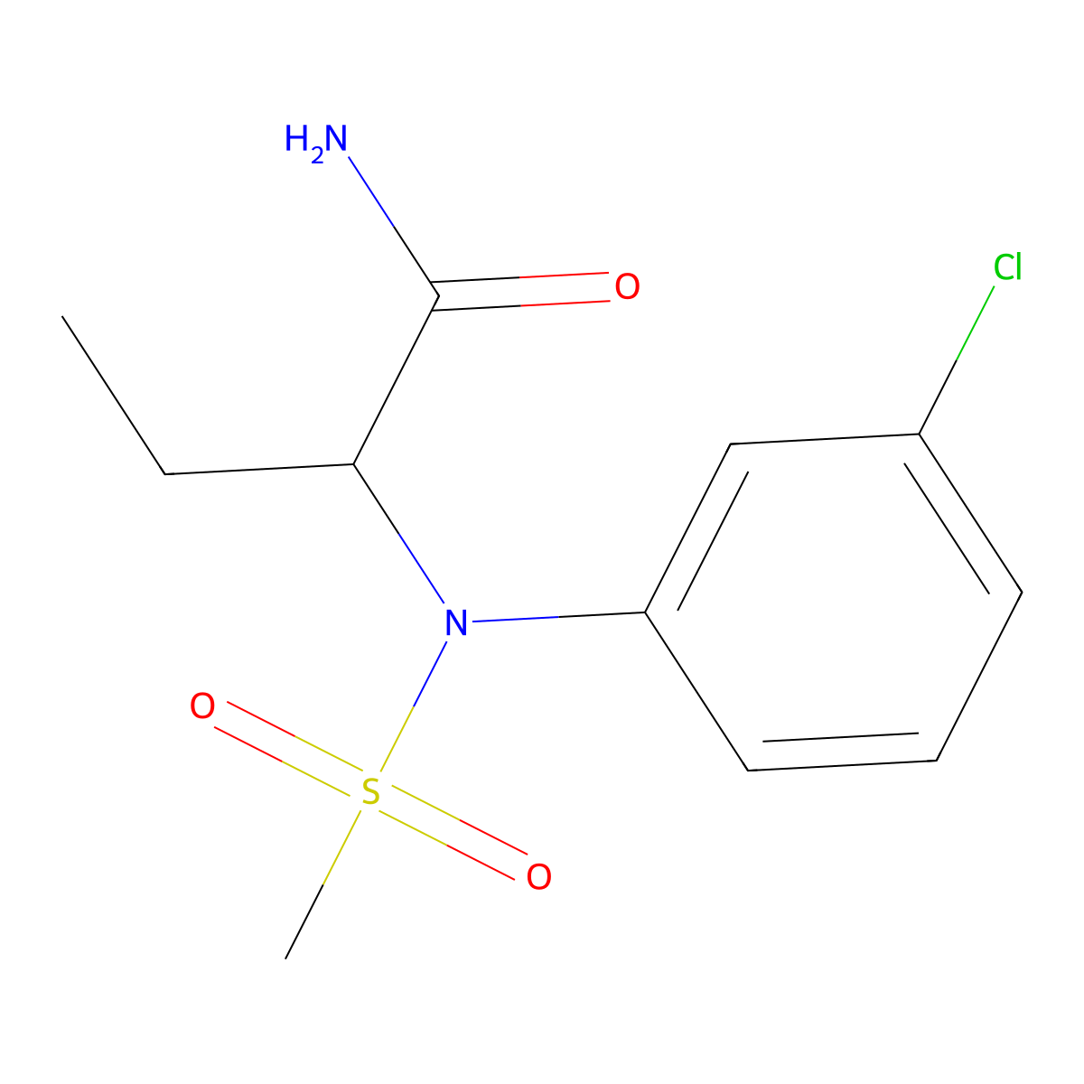 2-[(3-Chlorophenyl)(methylsulfonyl)amino]butanamide molecular structure, CAS 1094394-21-4