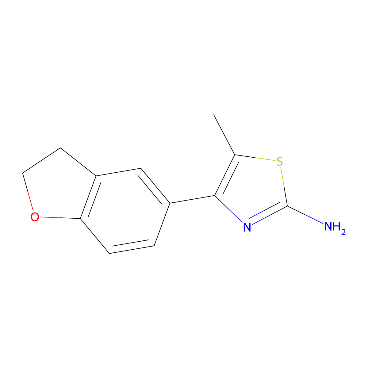 4-(2,3-Dihydro-1-benzofuran-5-yl)-5-methyl-1,3-thiazol-2-amine molecular structure, CAS 1094394-71-4